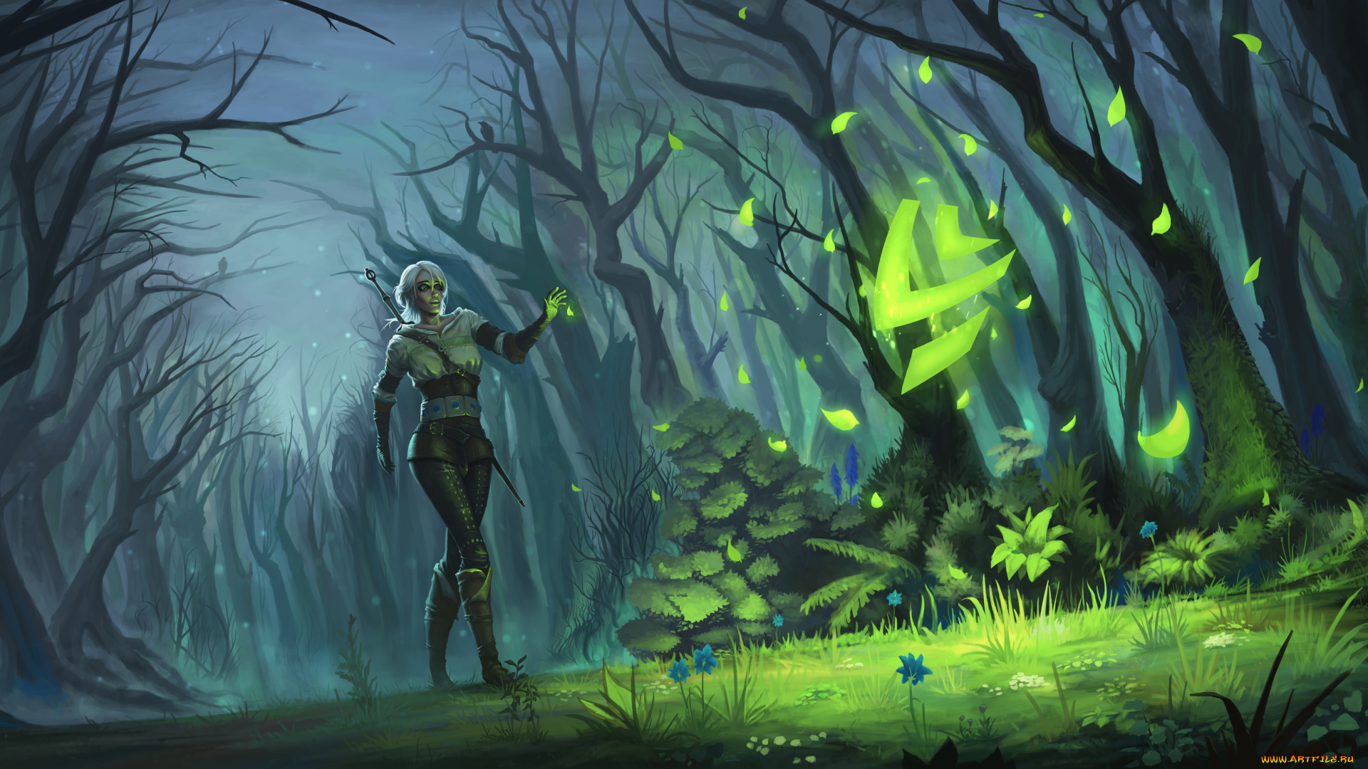 видео, игры, the, witcher, 3, , wild, hunt, магия, девушка, фон, взгляд