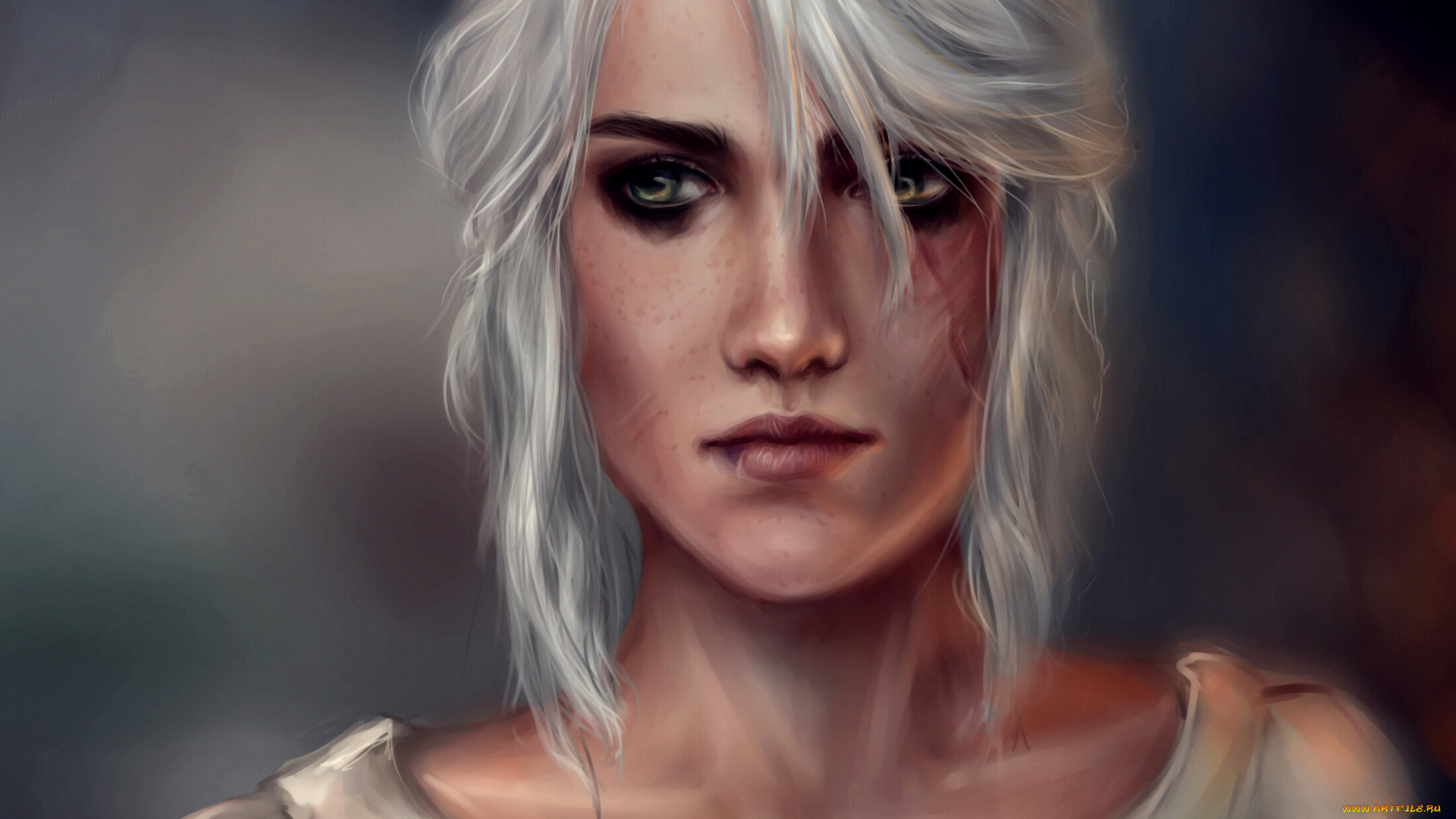 видео, игры, the, witcher, 3, , wild, hunt, шрам, взгляд, девушка, фон