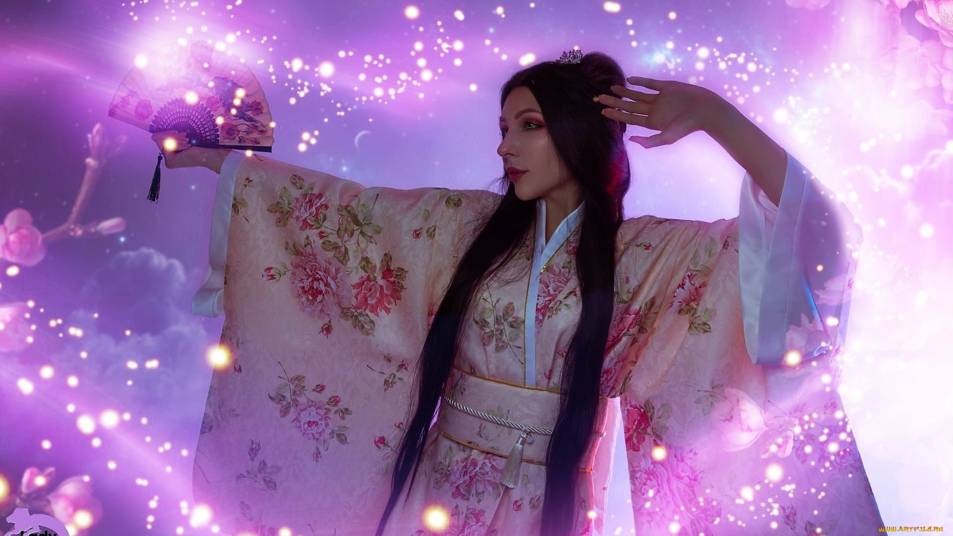 девушки, ольга, кожевникова, , lady, bell, кимоно, веер