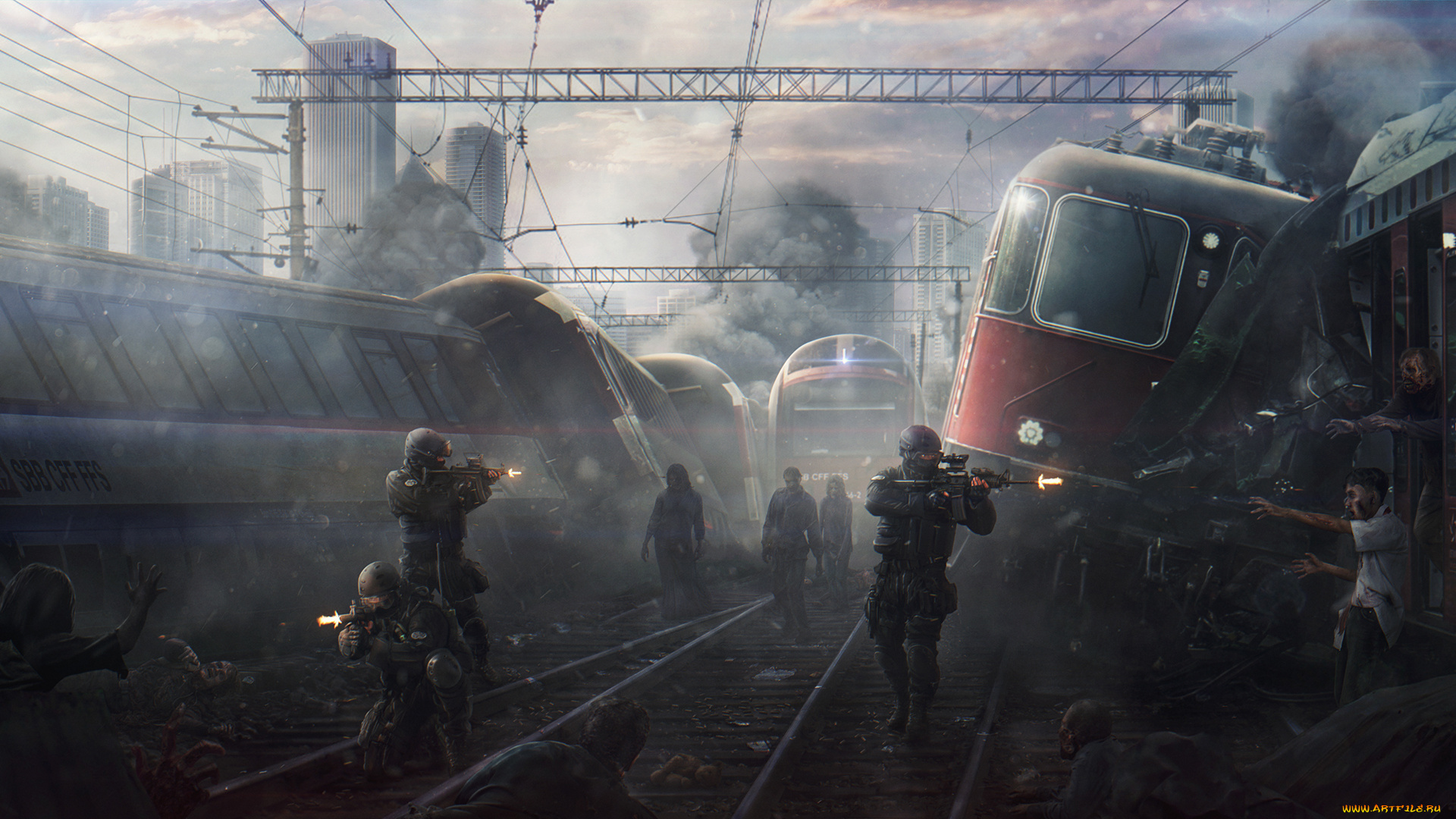 фэнтези, люди, солдаты, зомби