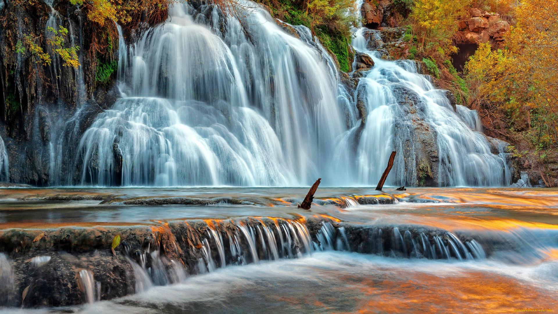 navajo, waterfall, arizona, природа, водопады, navajo, waterfall