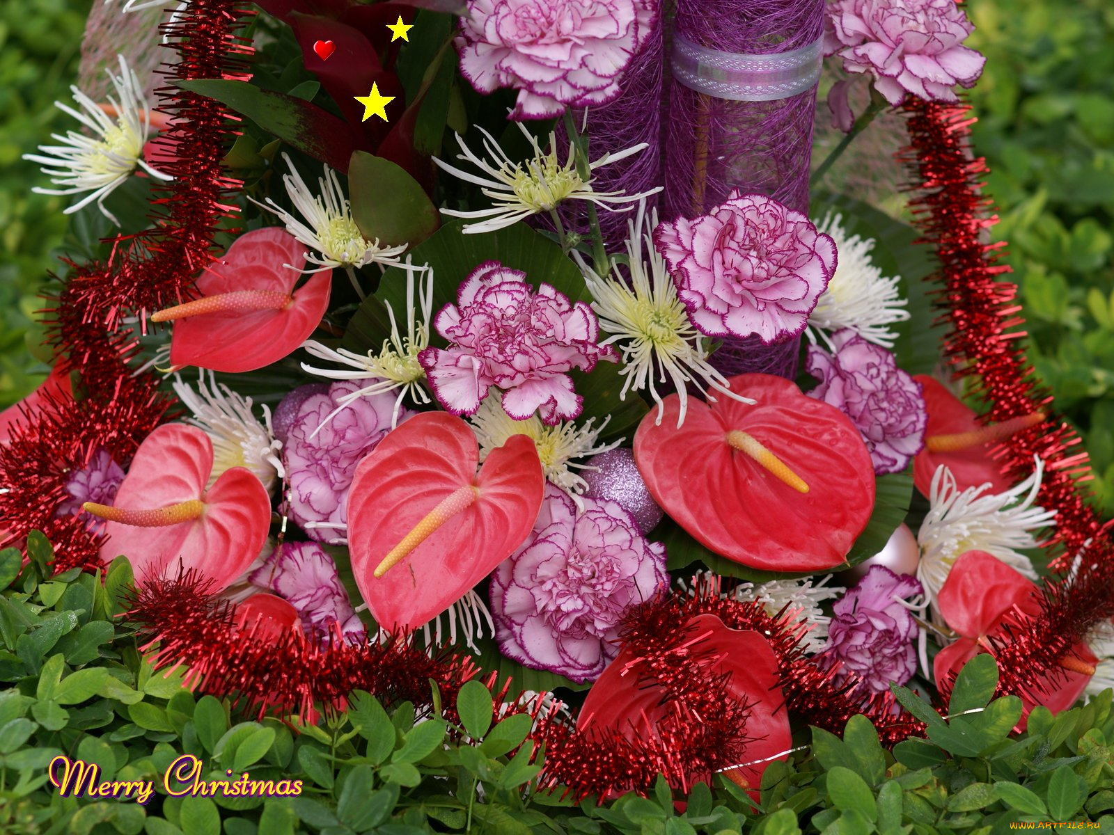 праздничные, мишура, гирлянды, цветы