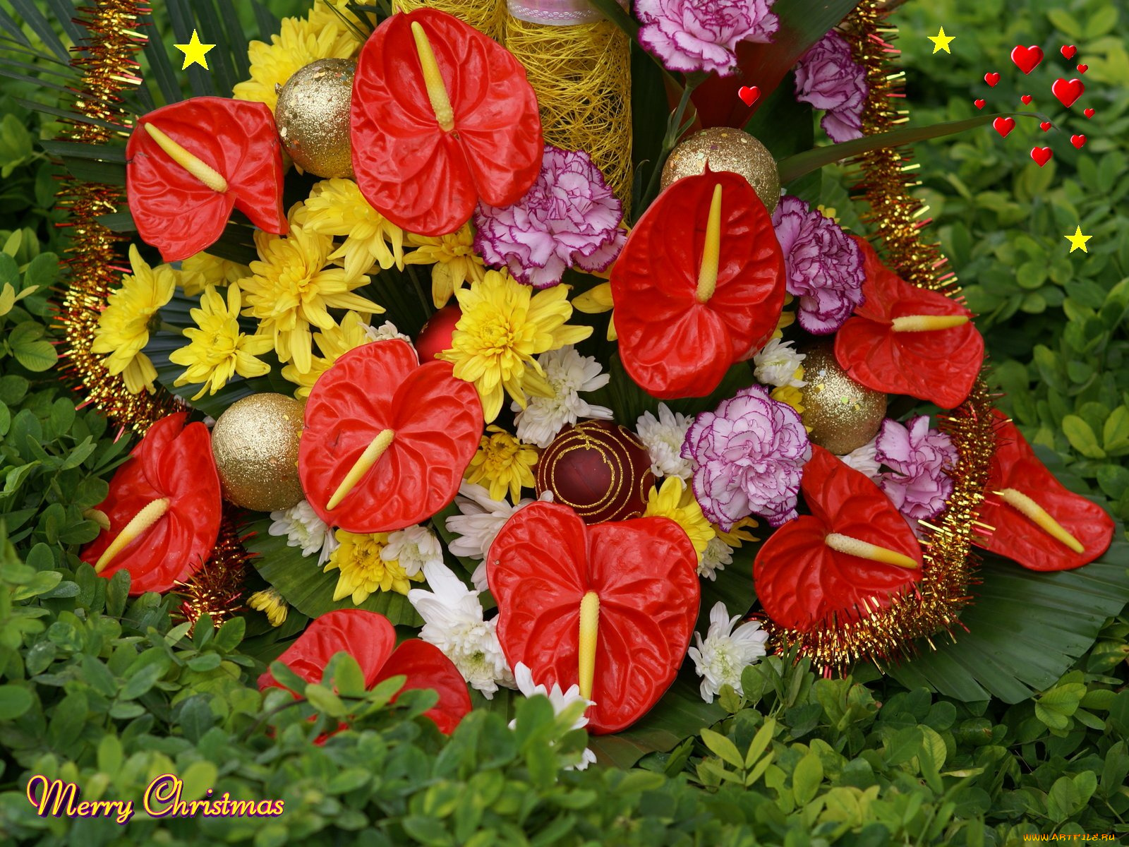 праздничные, мишура, гирлянды, цветы