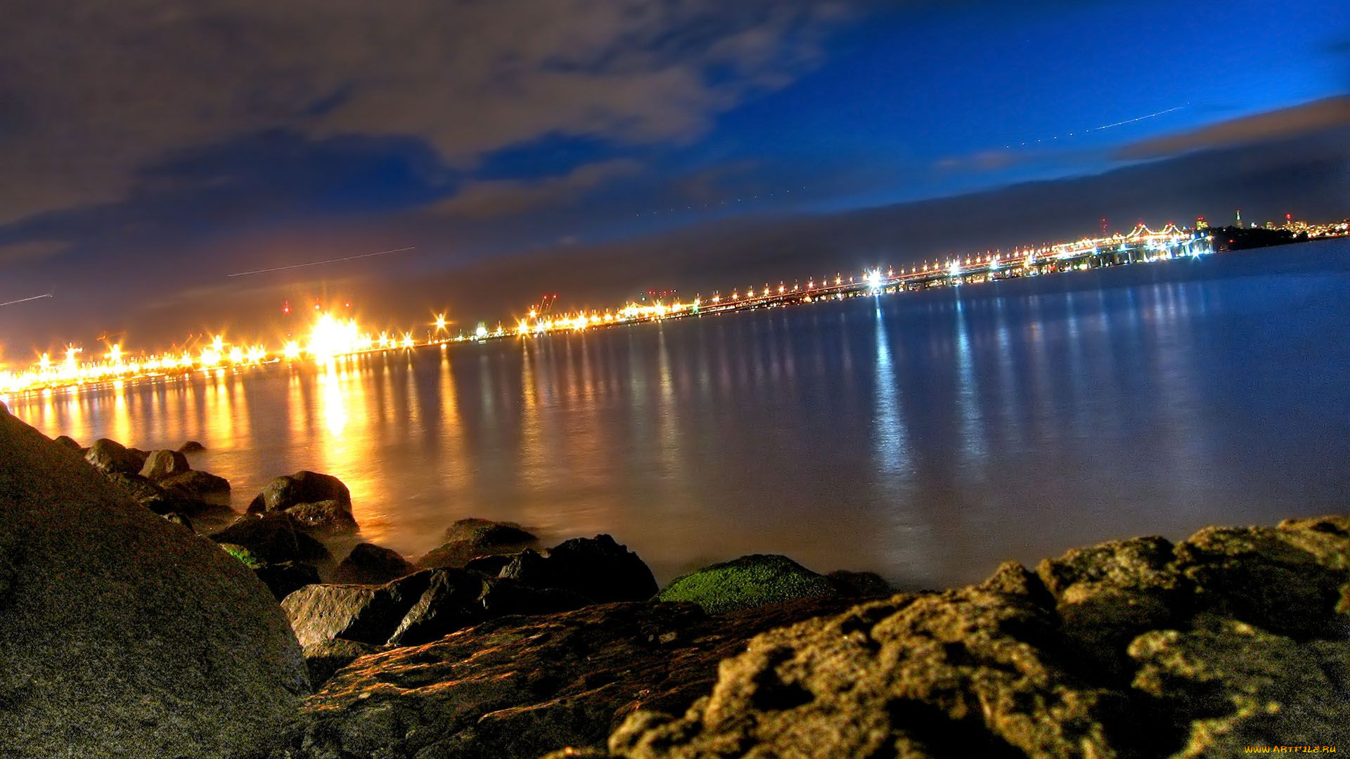 города, огни, ночного