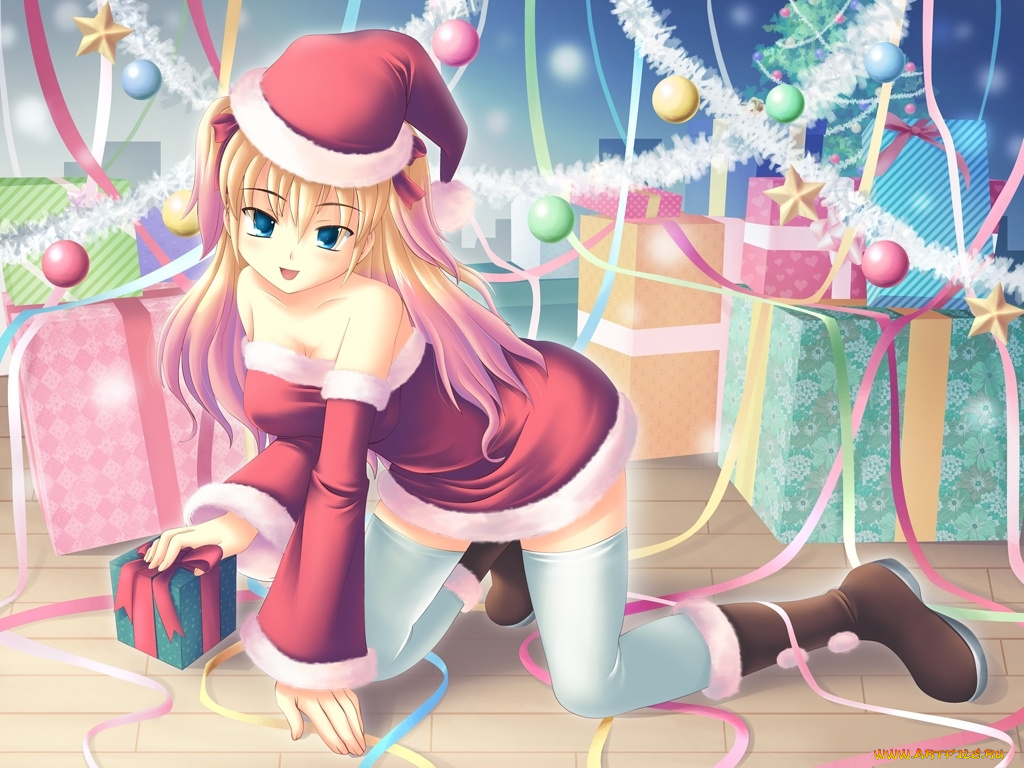 аниме, merry, chrismas, winter