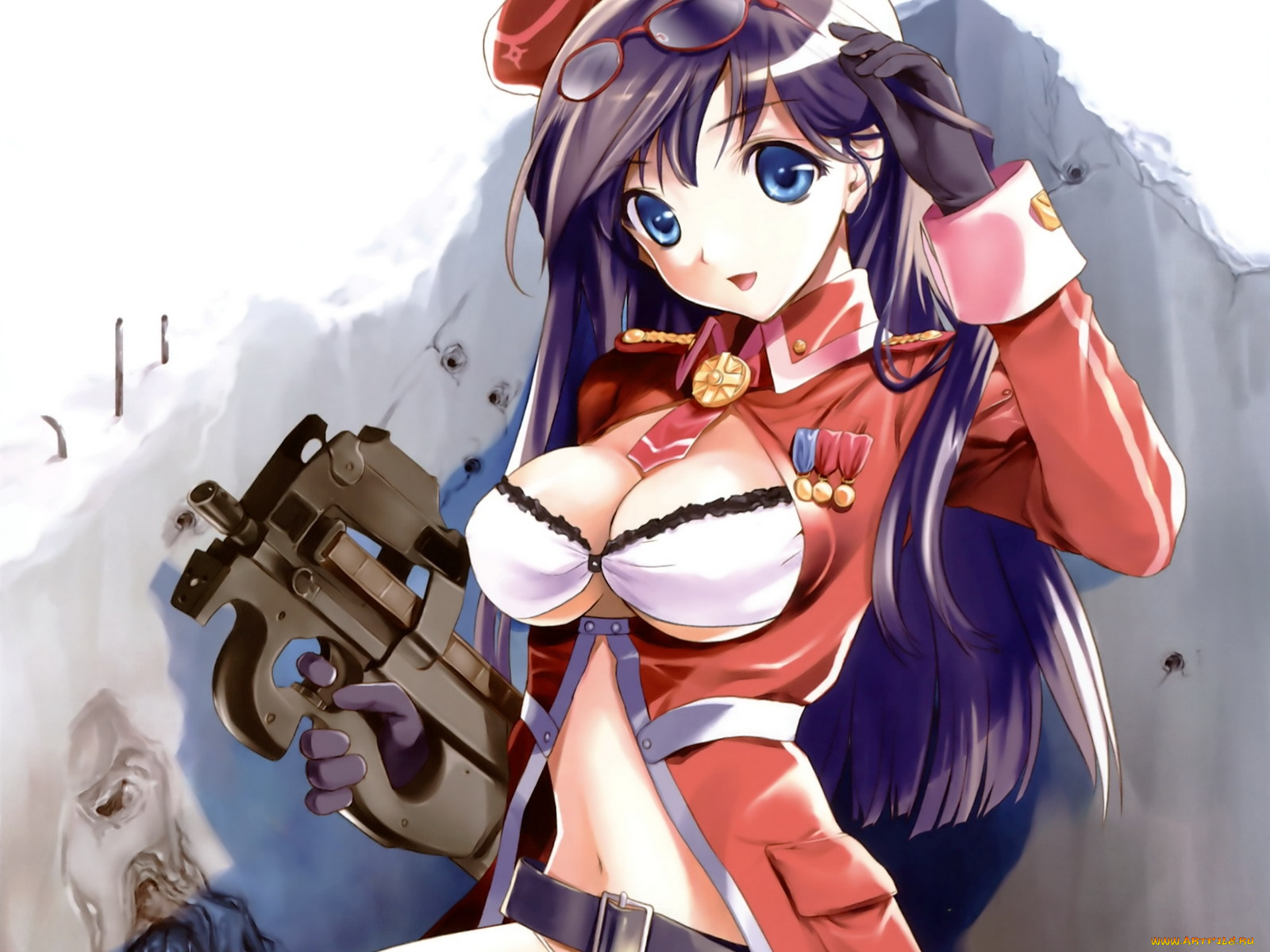 аниме, weapon, blood, technology