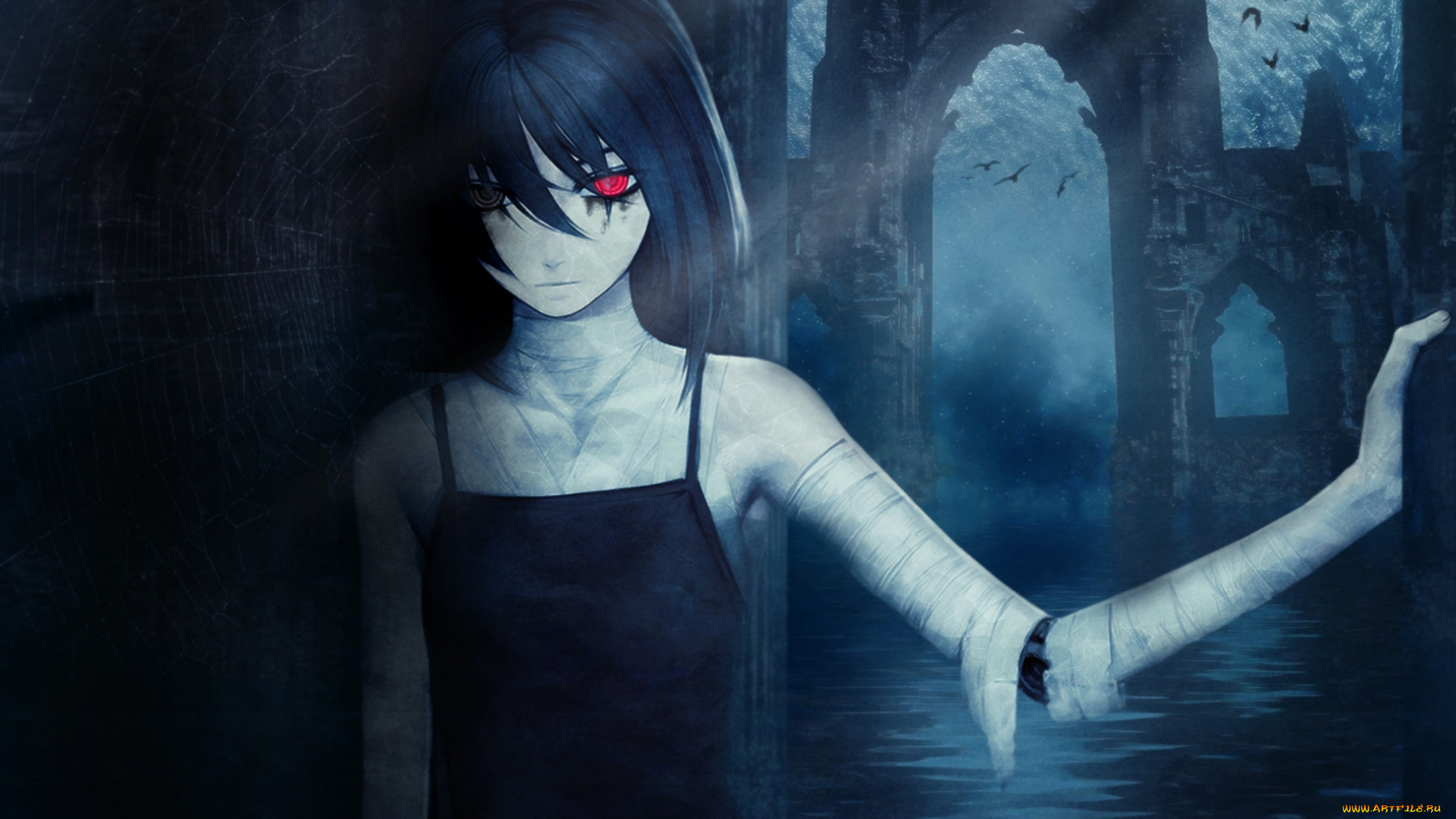 аниме, weapon, blood, technology