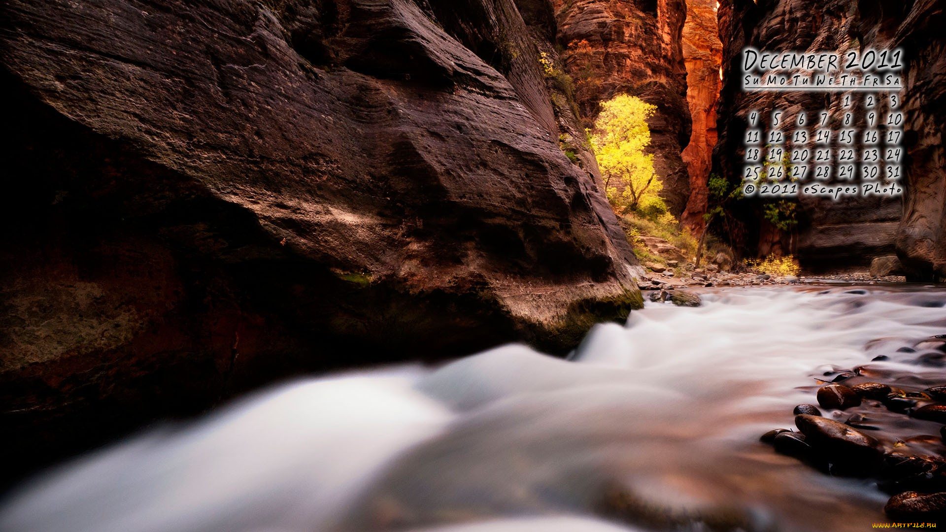 календари, природа, река, скалы, течение