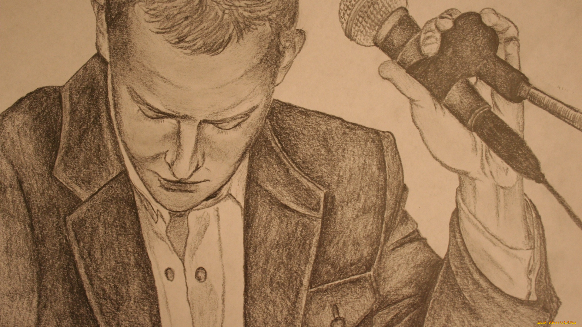 рисованные, люди, микрофон