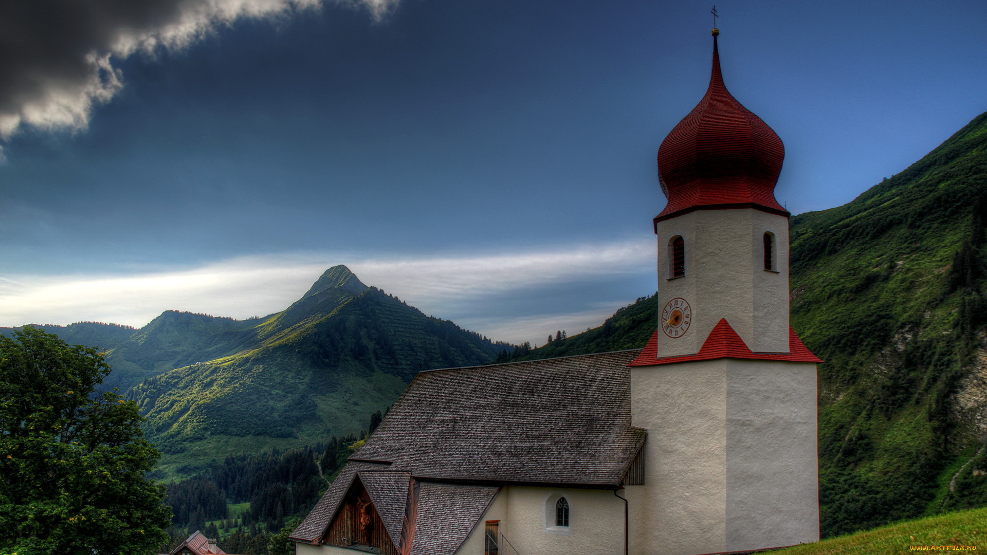 австрия, форарльберг, дамюльс, города, католические, соборы, костелы, аббатства, кирха, горы
