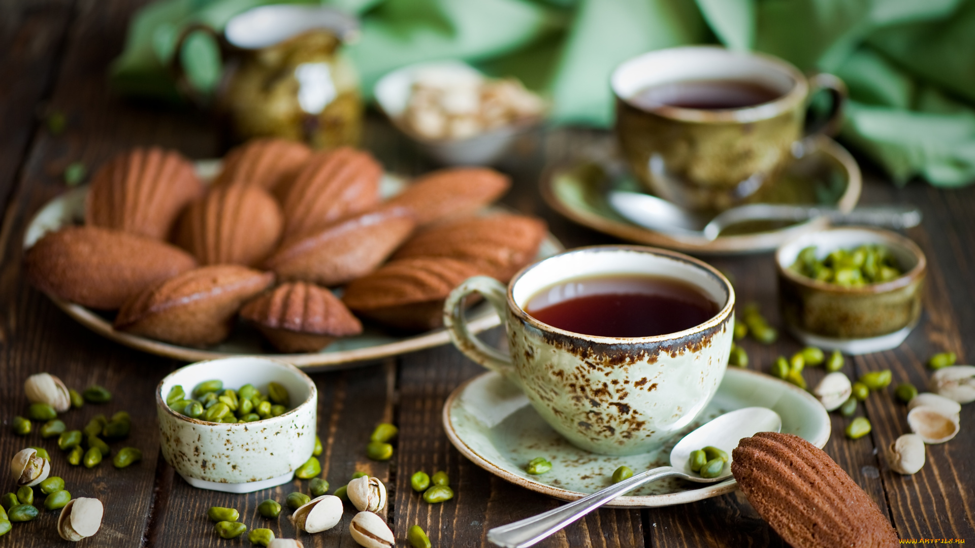 еда, напитки, Чай, фисташки, печенье, чай