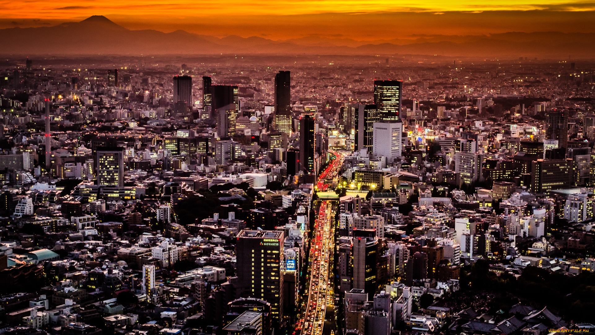 города, токио, Япония, ночь, огни, небоскребы