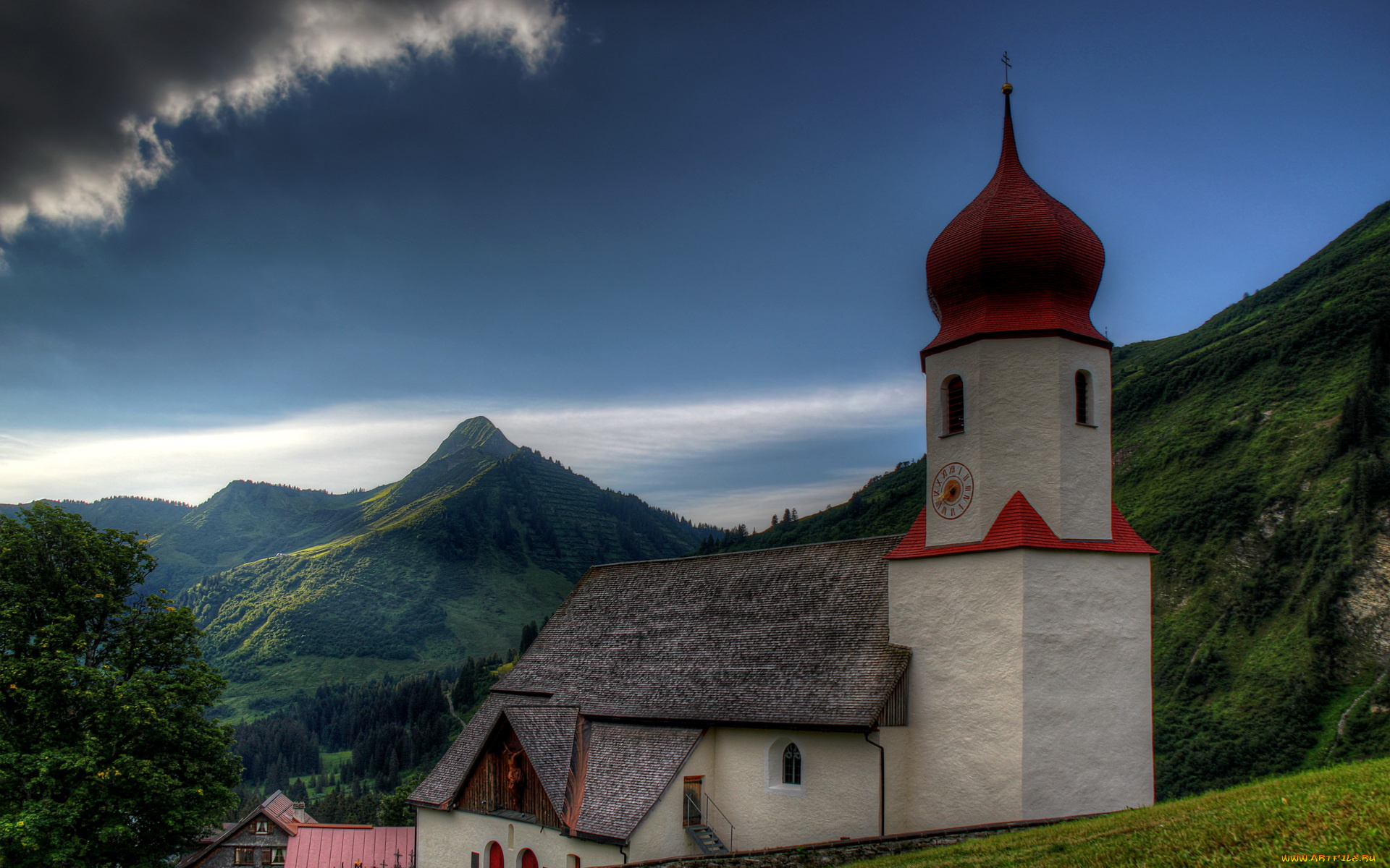 австрия, форарльберг, дамюльс, города, католические, соборы, костелы, аббатства, кирха, горы