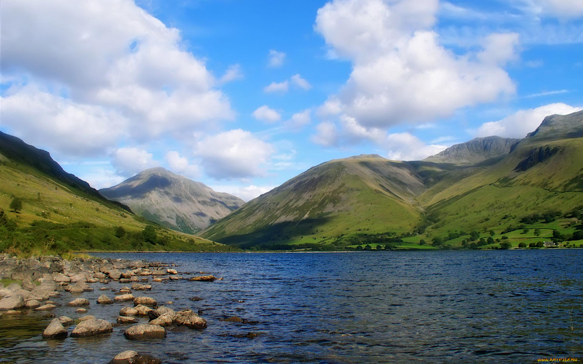 природа, реки, озера, облака, горы, камни, озеро