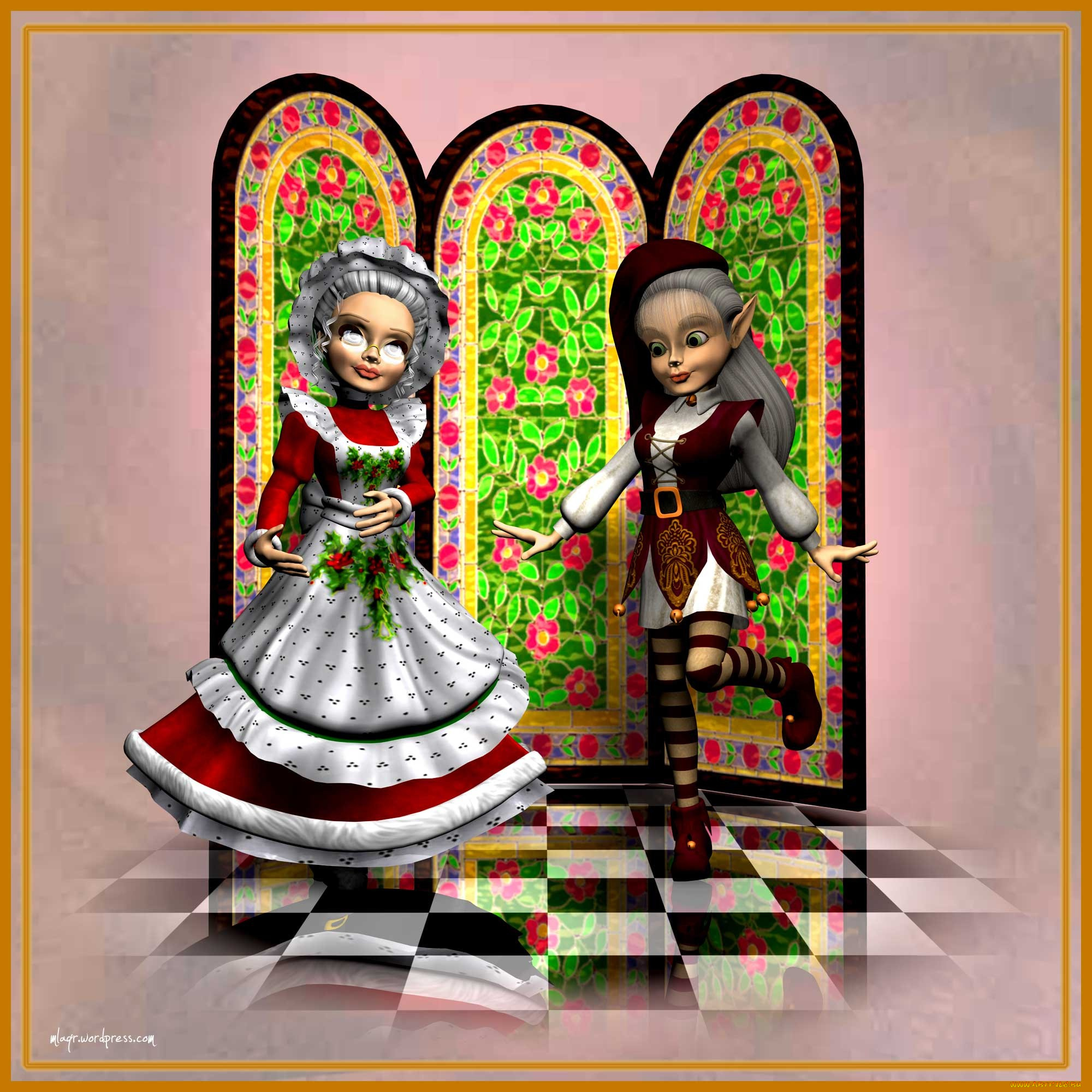 3д, графика, people, люди, внучка, бабушка