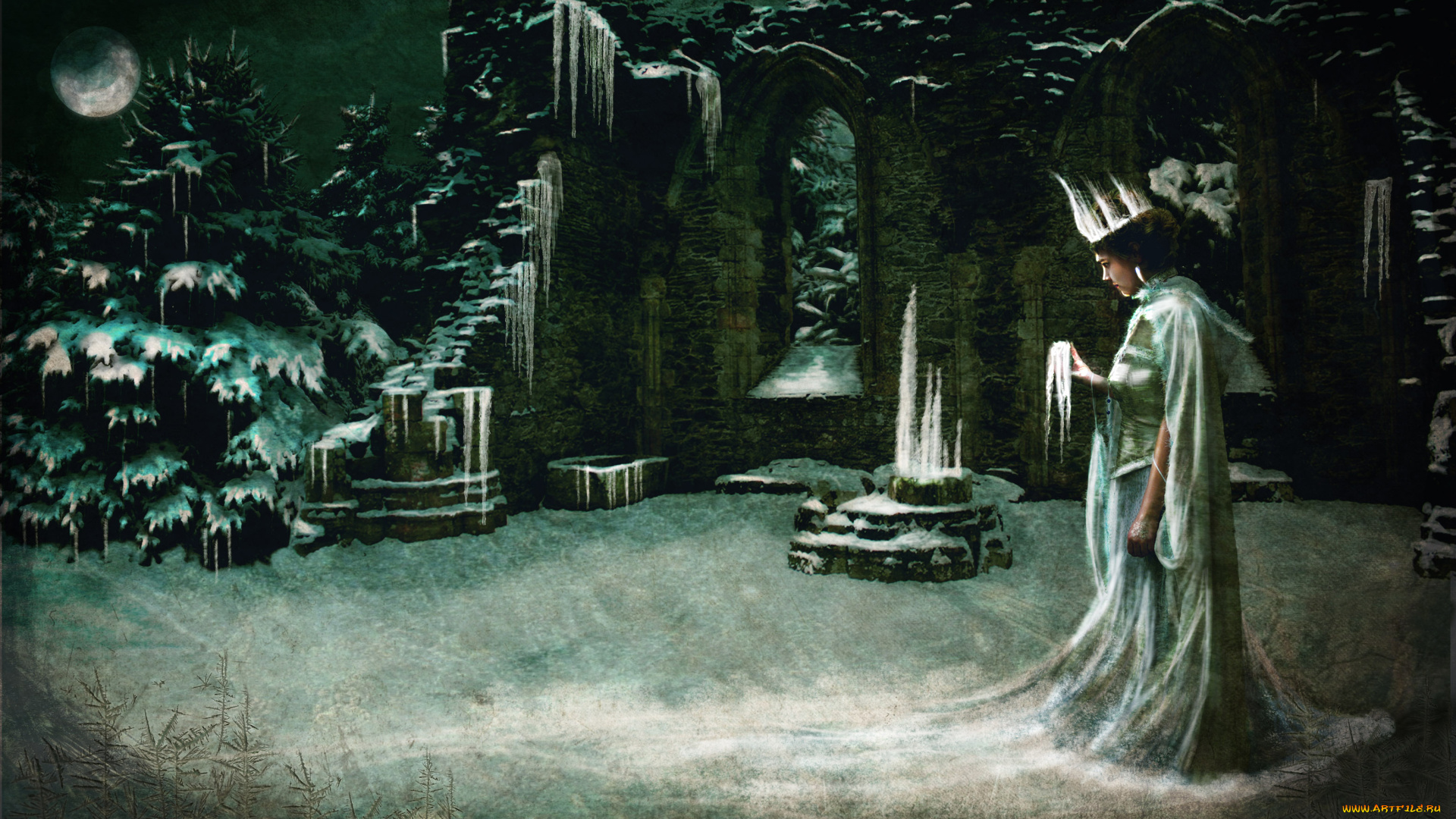 фэнтези, маги, , волшебники, , чародеи, сосульки, зима, снег