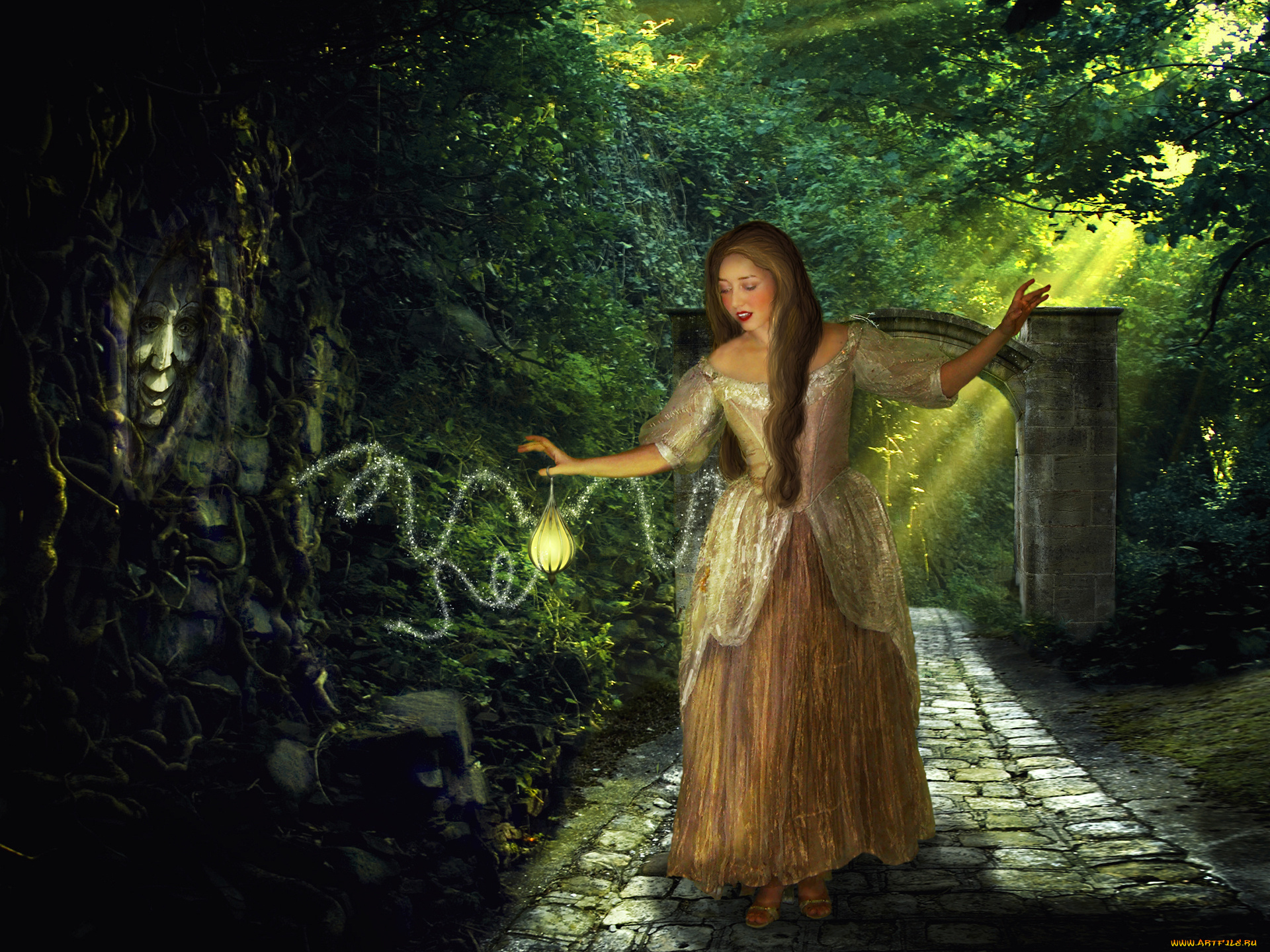 фэнтези, девушки, деревья
