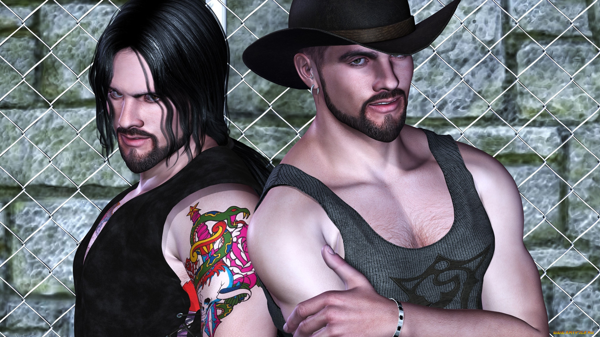 3д, графика, люди, , people, мужчины, взгляд, фон