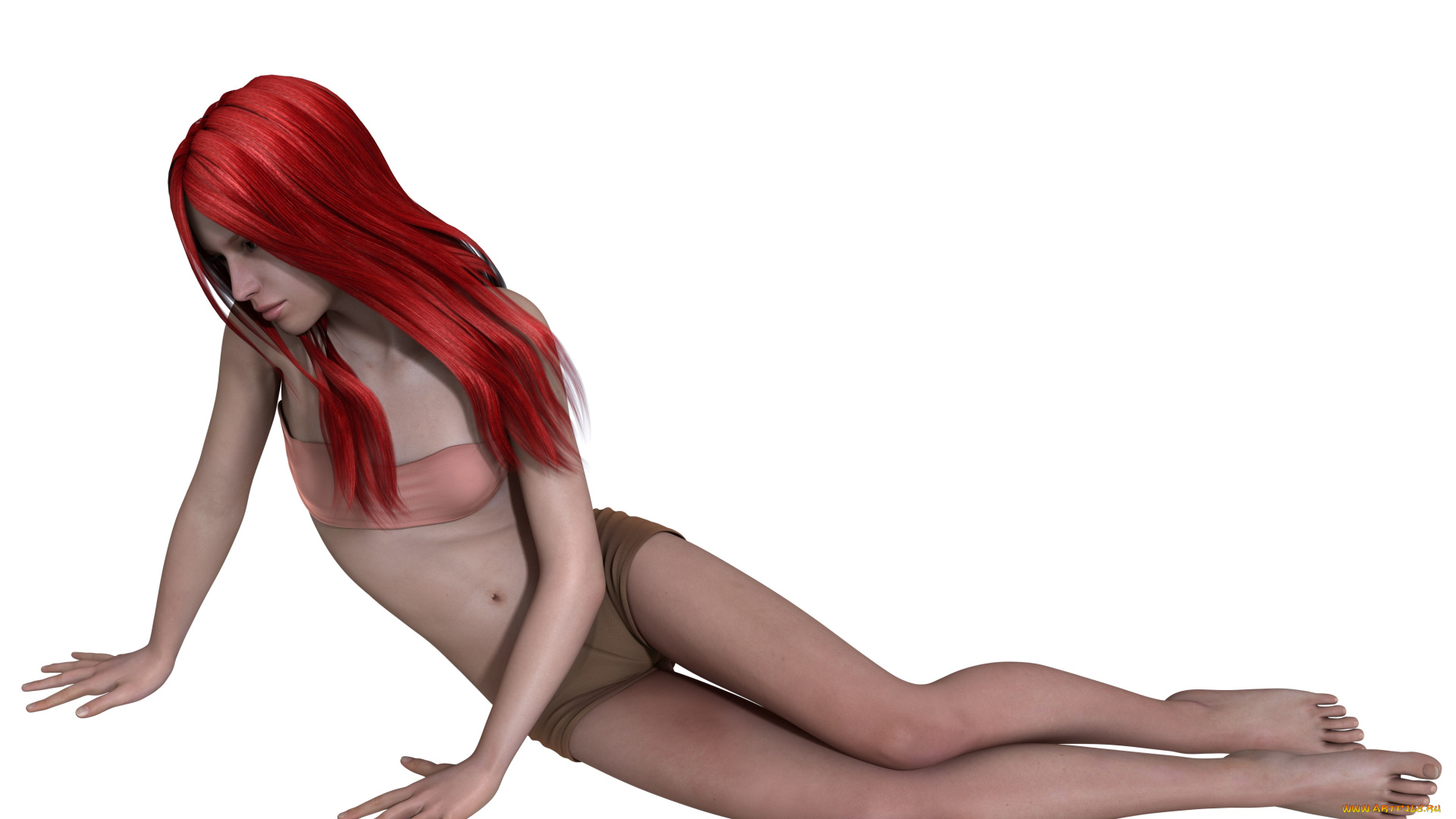 3д, графика, люди, , people, рыжая, фон, девушка, взгляд