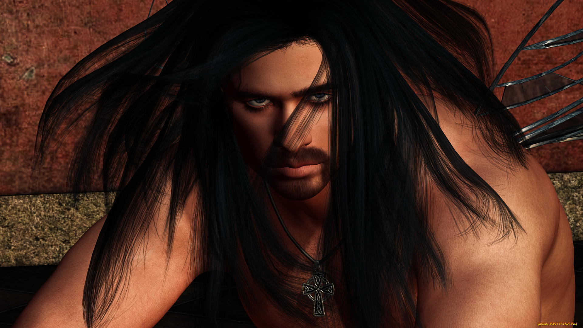 3д, графика, люди, , people, волосы, взгляд, мужчина