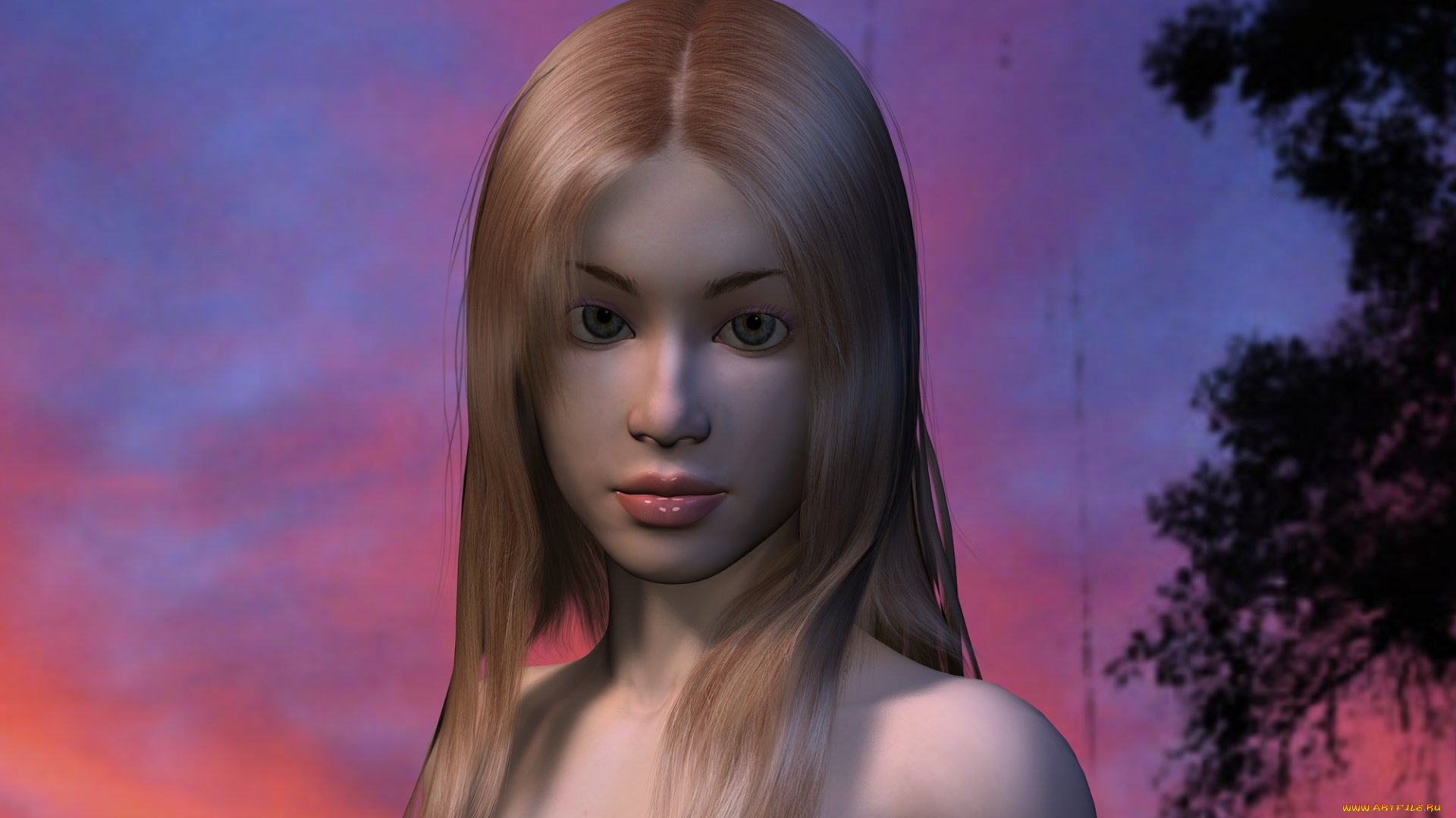 3д, графика, портрет, , portraits, девушка, взгляд, фон