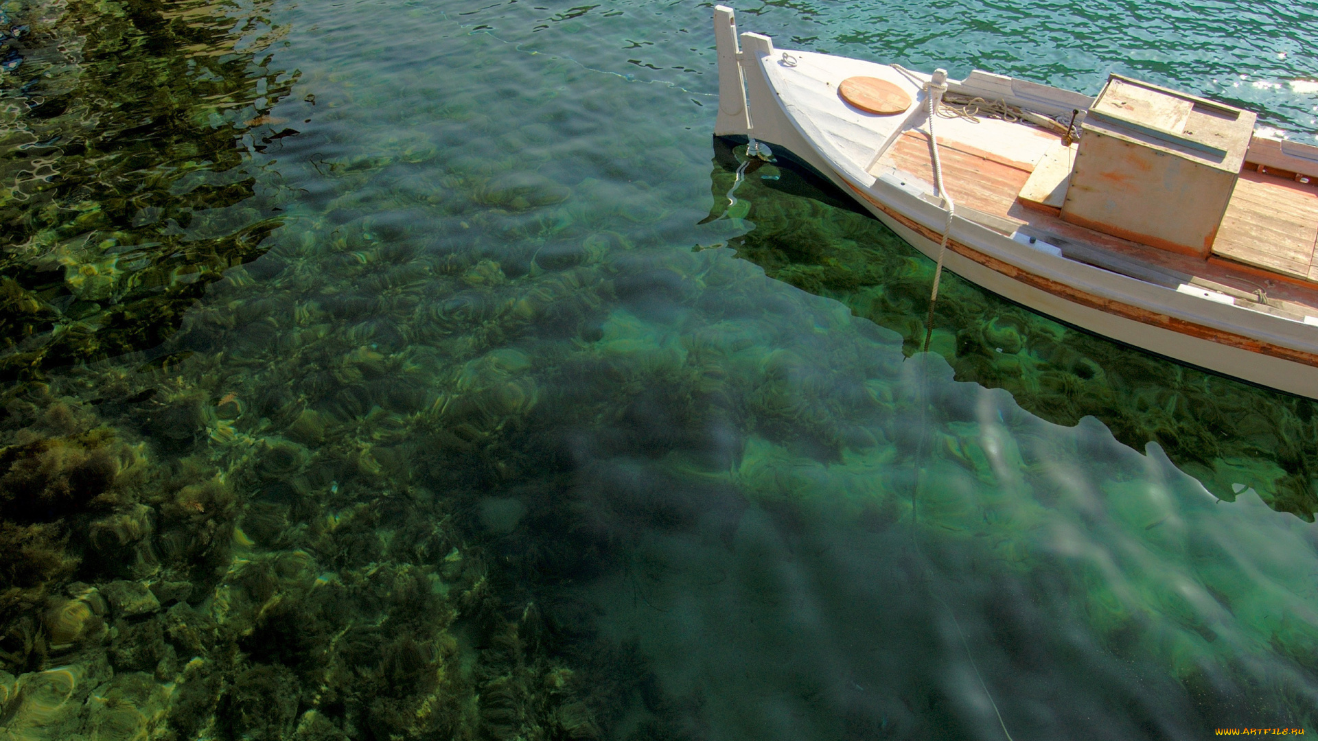 корабли, лодки, , шлюпки, камни, штиль, море, дно, лодка