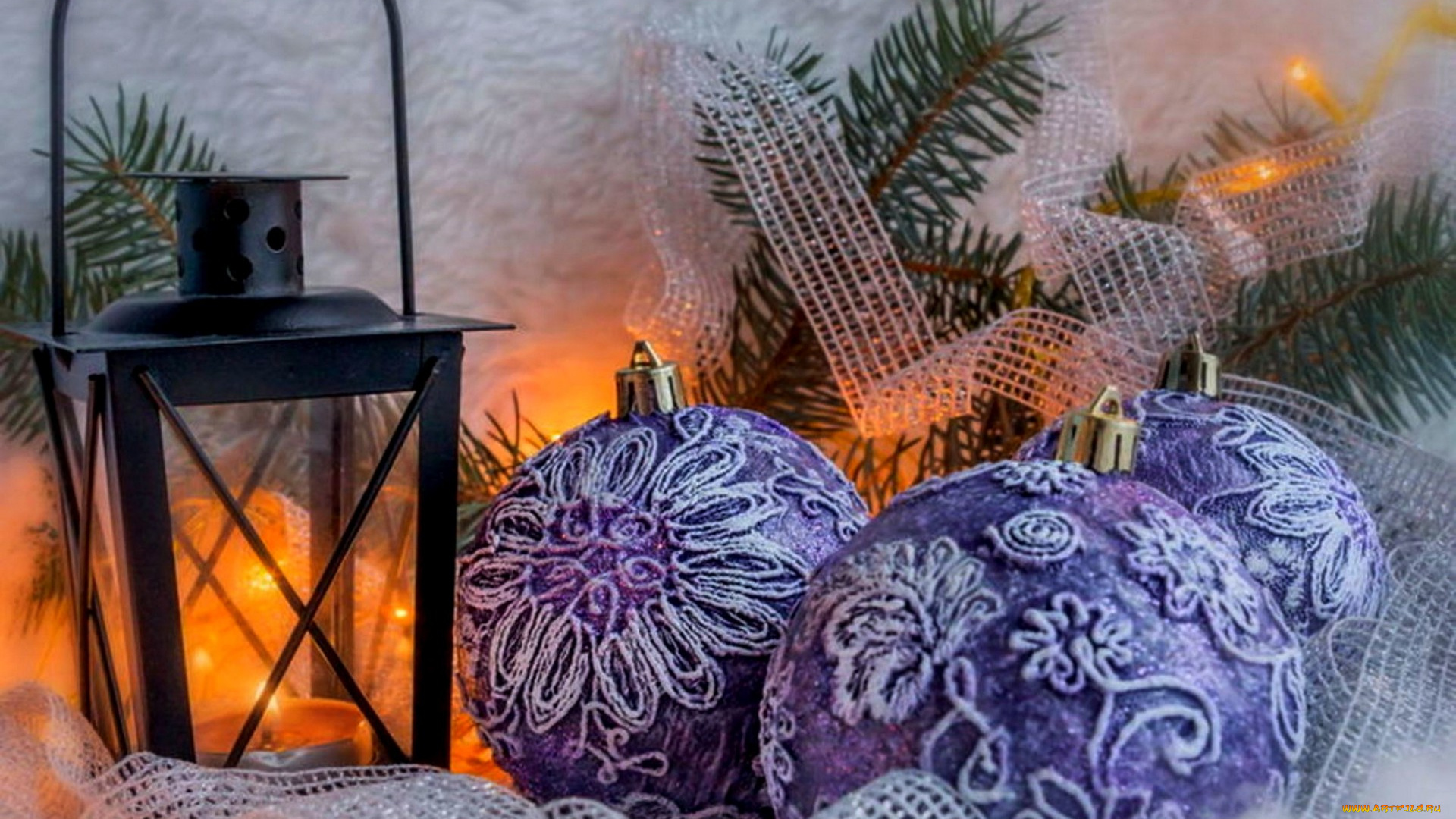 праздничные, шары, новый, год, фонарь, свеча, елка, снег, шишки, елочные, игрушки