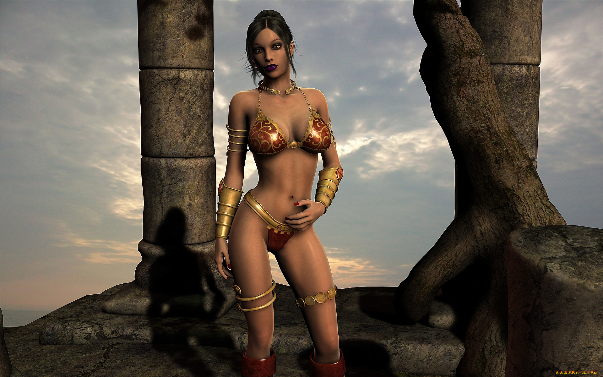 3д, графика, фантазия, , fantasy, девушка, взгляд, фон