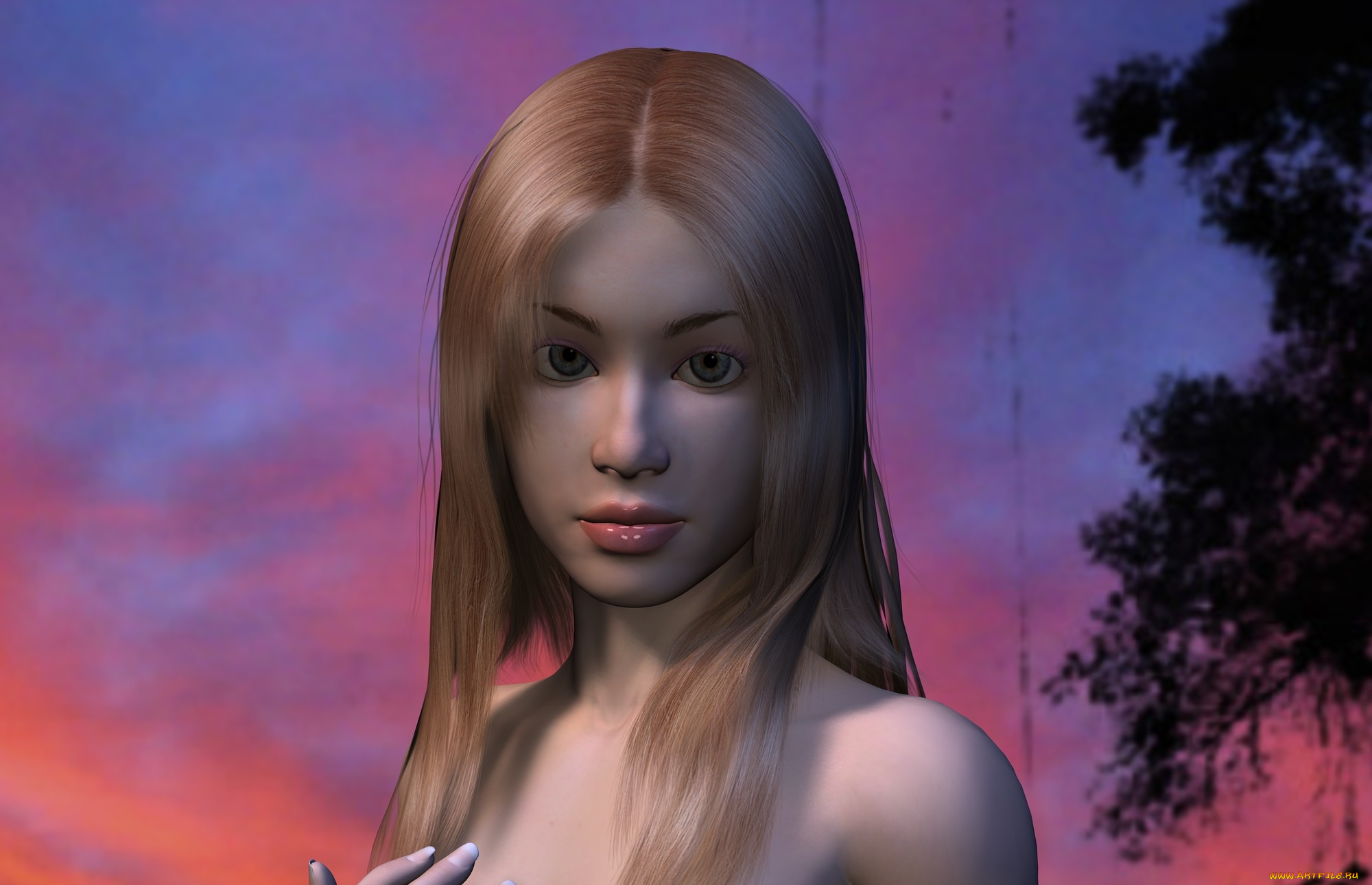 3д, графика, портрет, , portraits, девушка, взгляд, фон