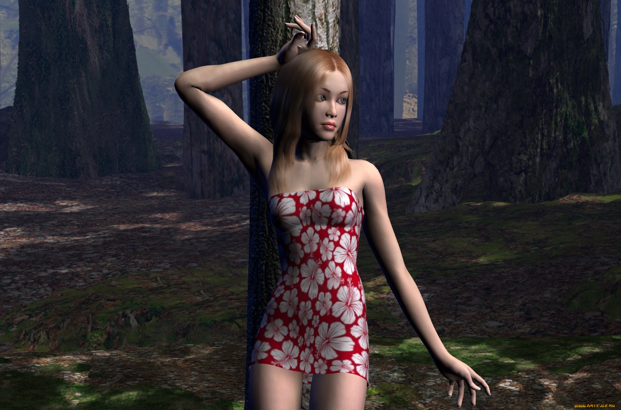 3д, графика, люди, , people, фон, взгляд, девушка, платье