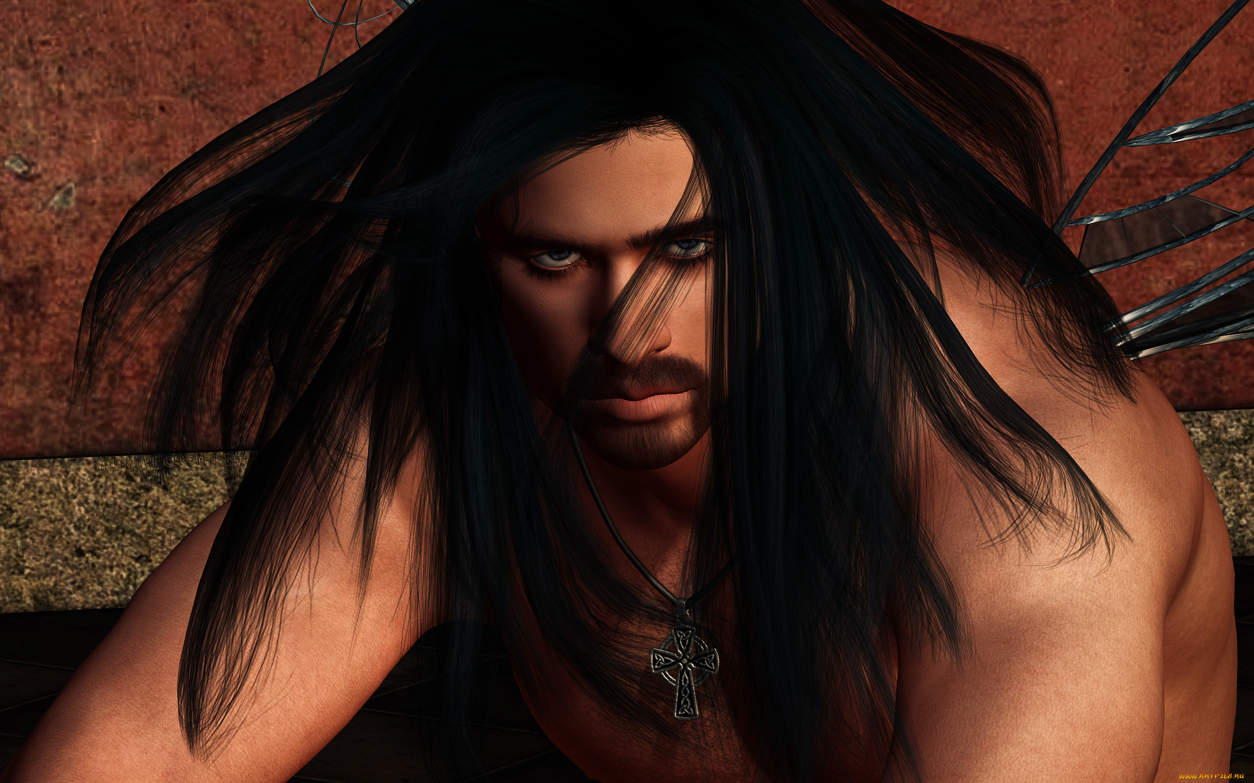 3д, графика, люди, , people, волосы, взгляд, мужчина