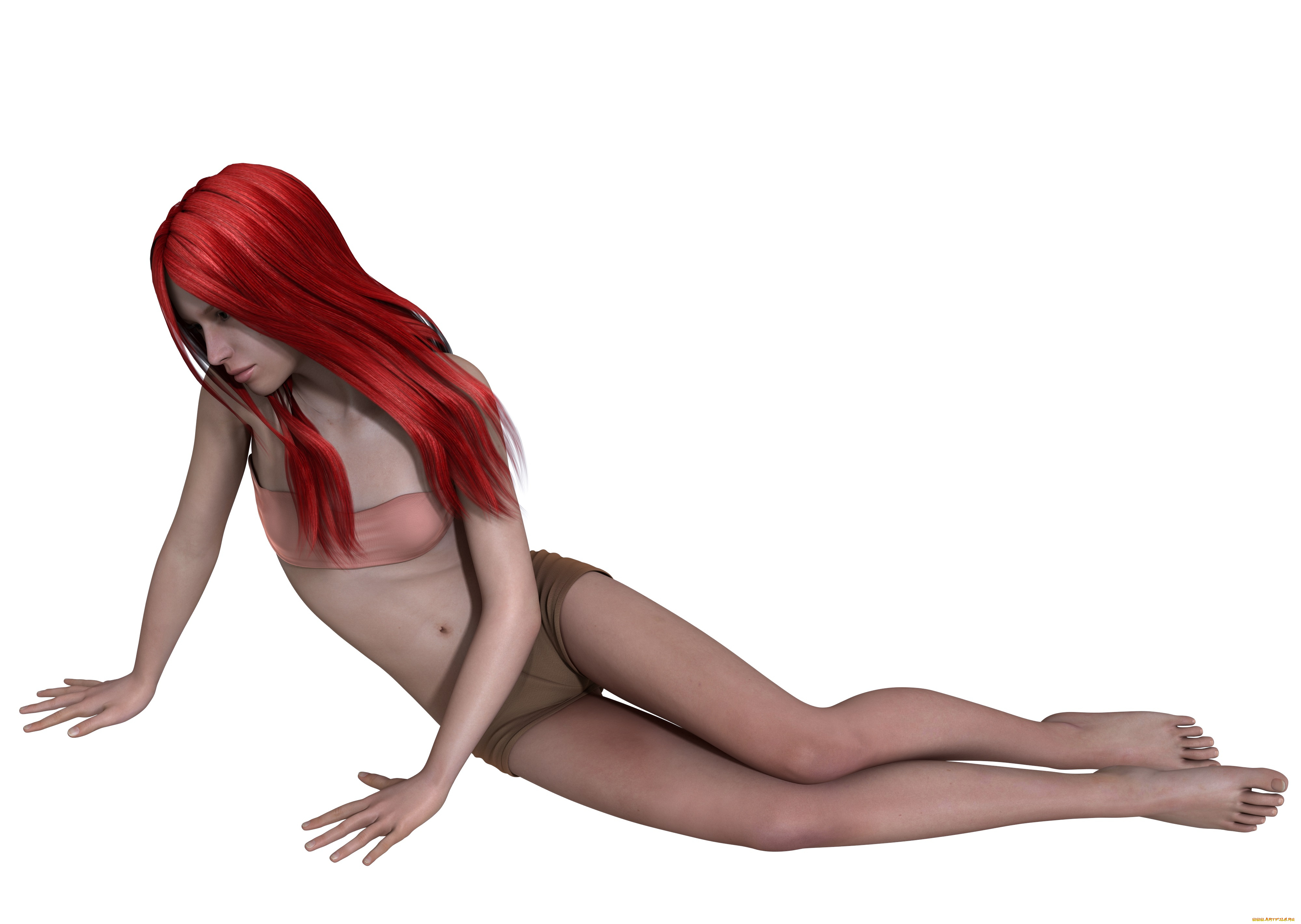 3д, графика, люди, , people, рыжая, фон, девушка, взгляд