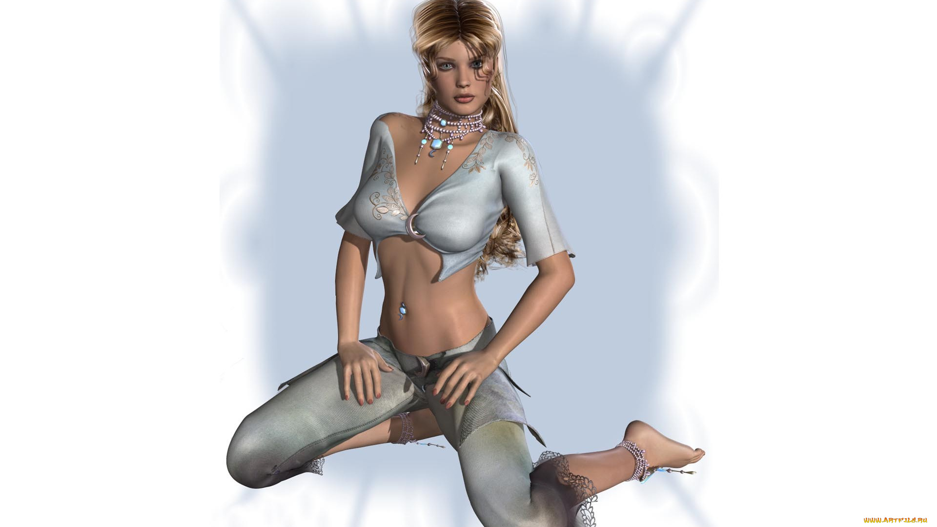 3д, графика, люди, , people, украшения, взгляд, фон, девушка