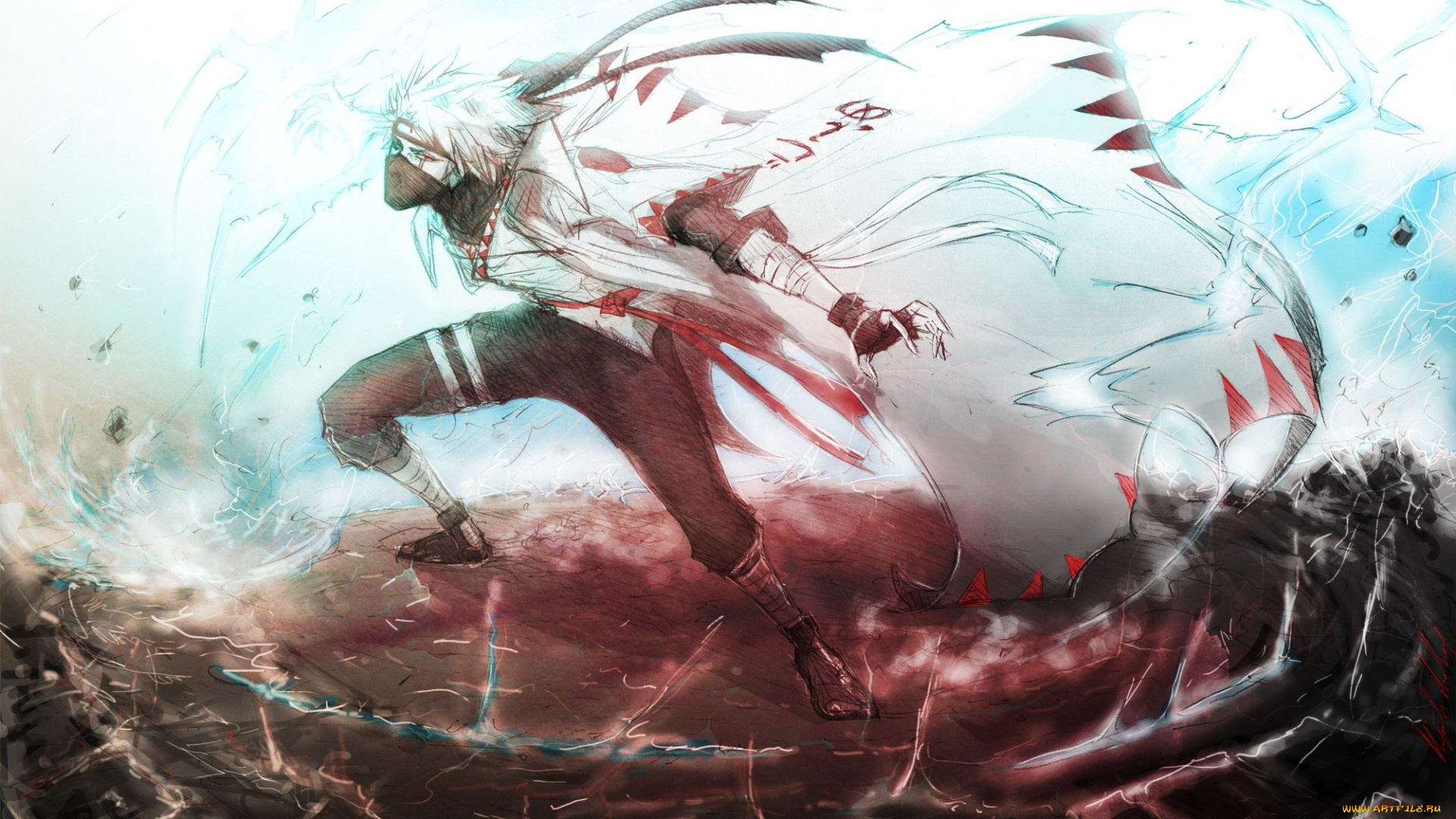 аниме, naruto, наруто, какаши, хатаке, арт