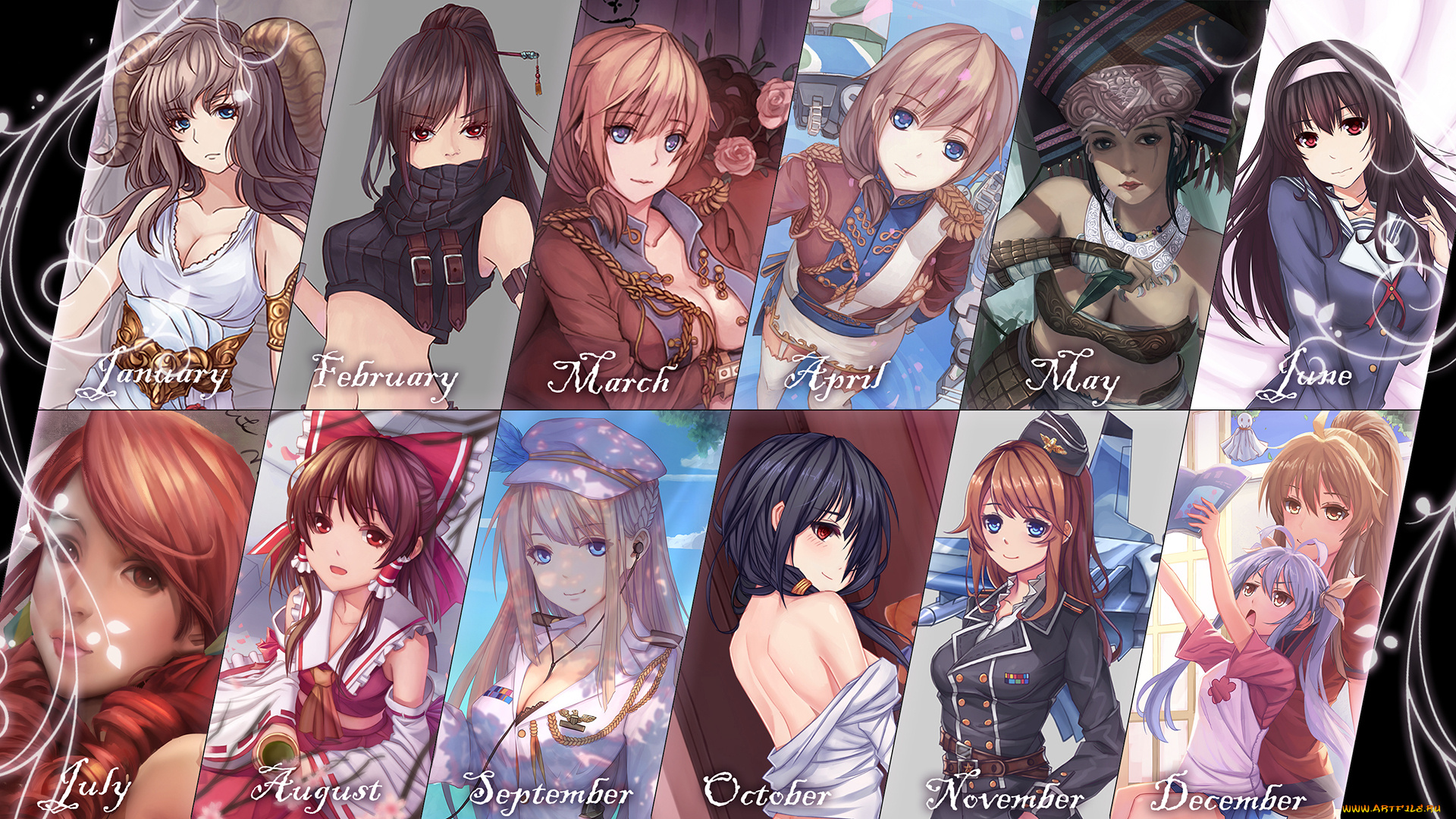 аниме, unknown, , другое, коллаж, арт, девушки