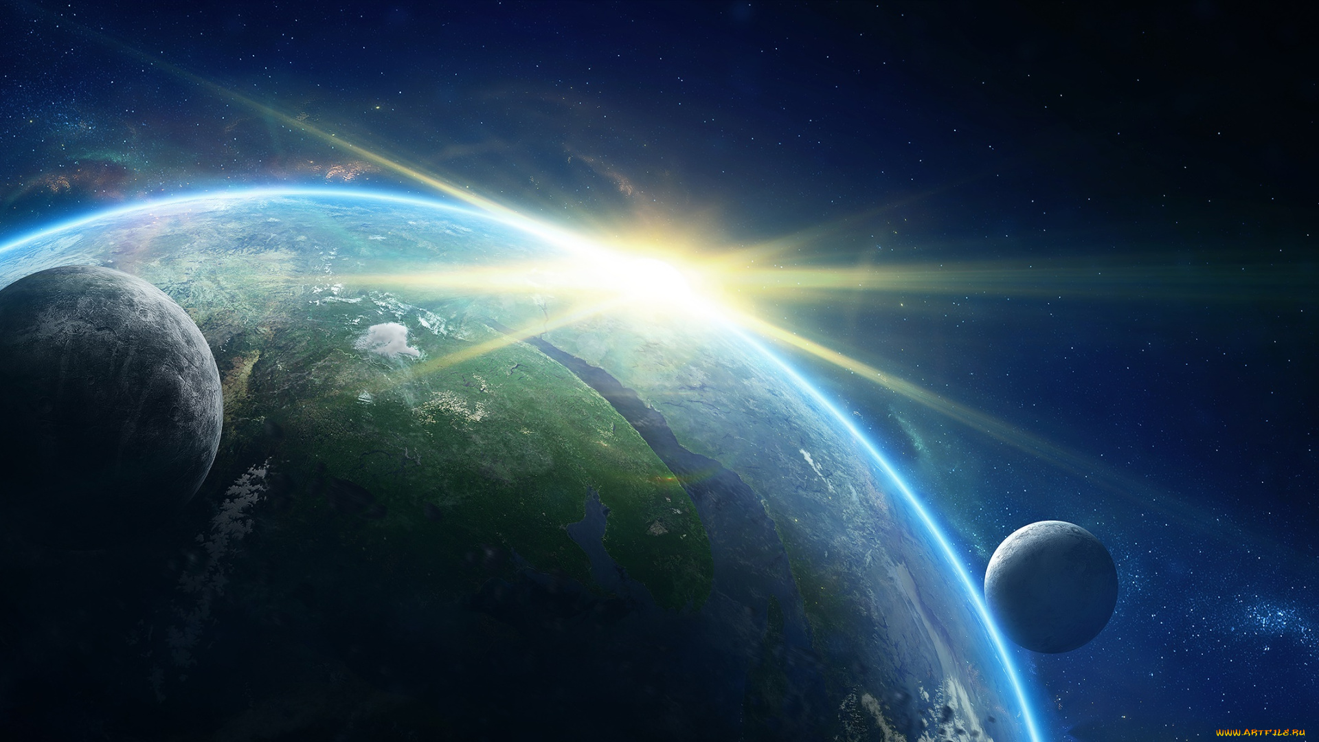 космос, арт, планеты, звезды, вселенная, галактика