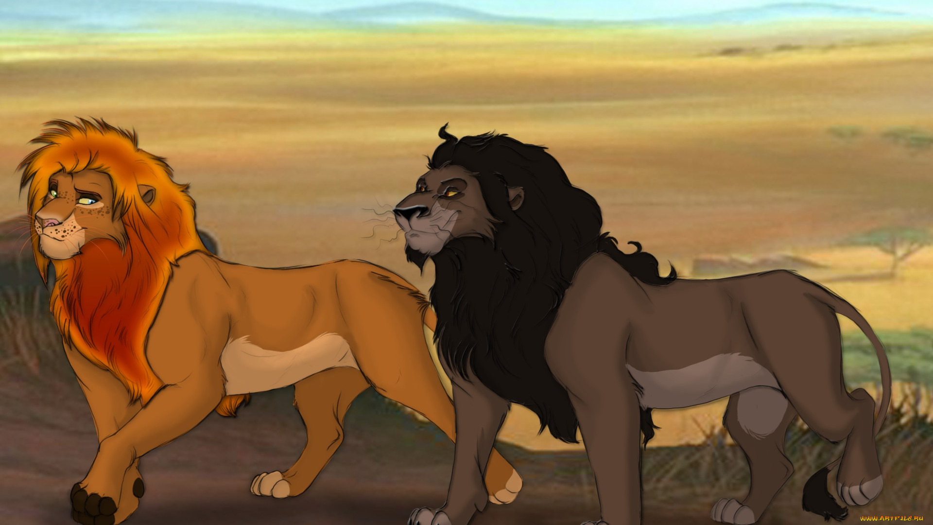 векторная, графика, мультфильмы, , cartoons, лев, львица