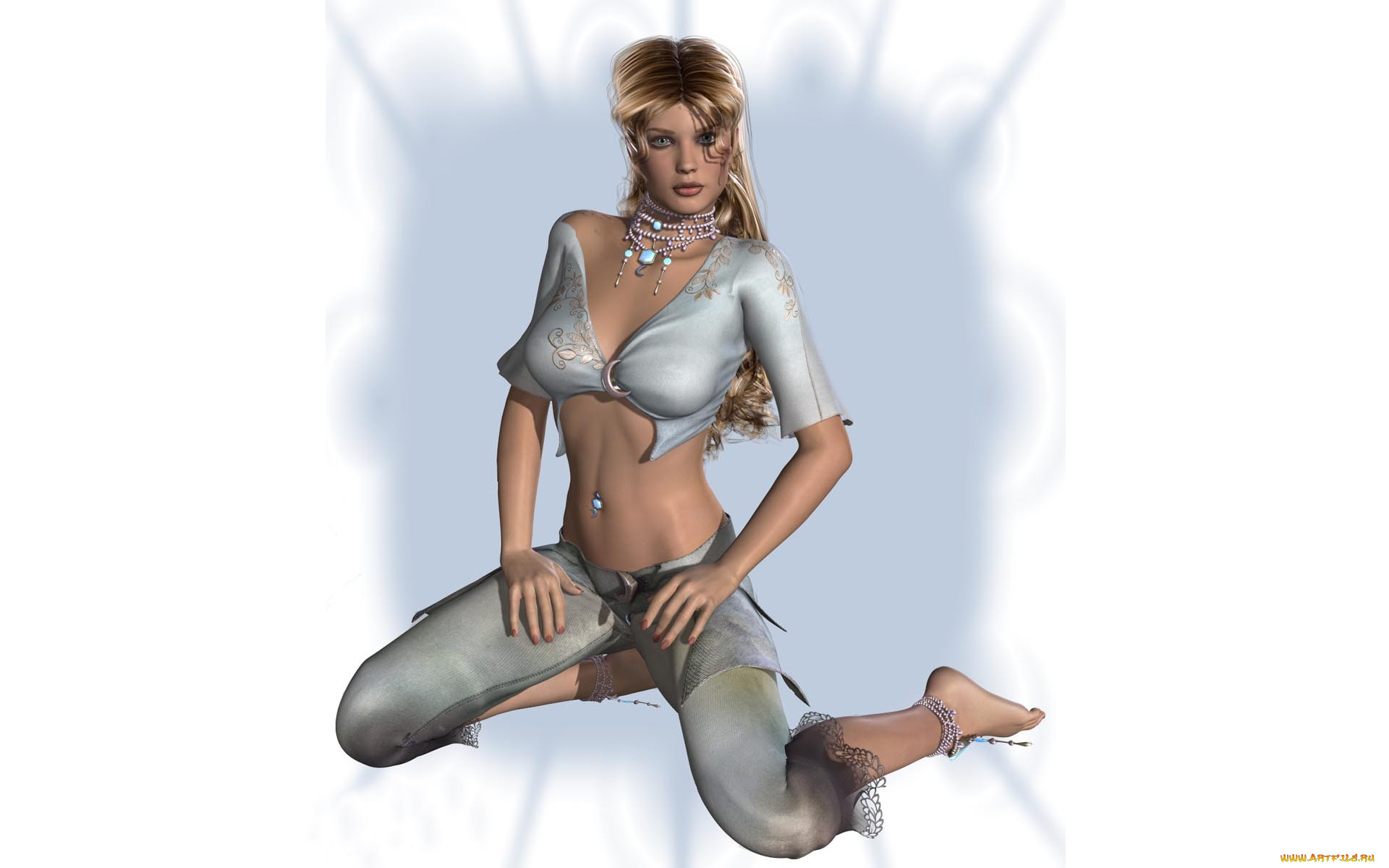 3д, графика, люди, , people, украшения, взгляд, фон, девушка