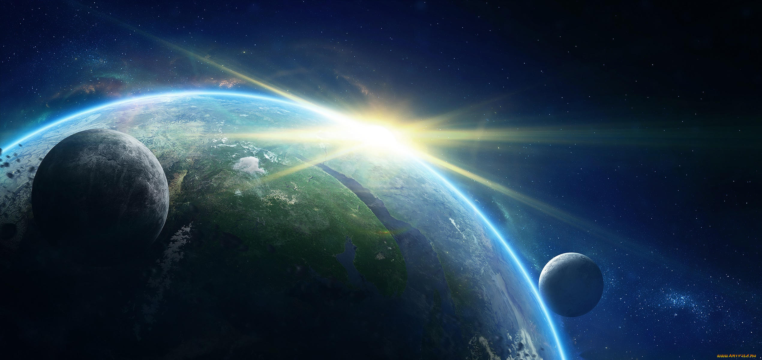 космос, арт, планеты, звезды, вселенная, галактика