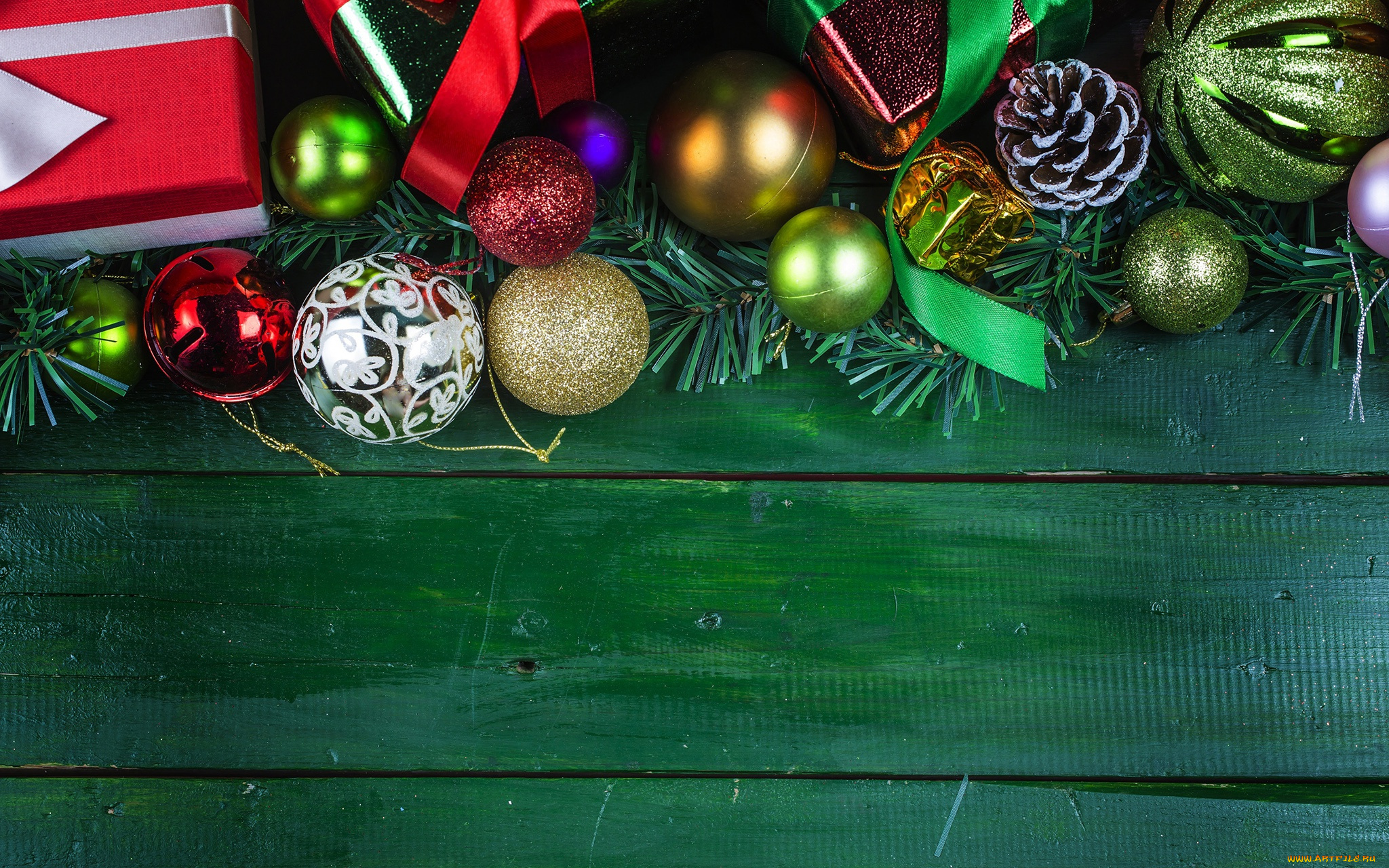 праздничные, -, разное, , новый, год, подарки, деревянная, поверхность, украшения, елочные, игрушки