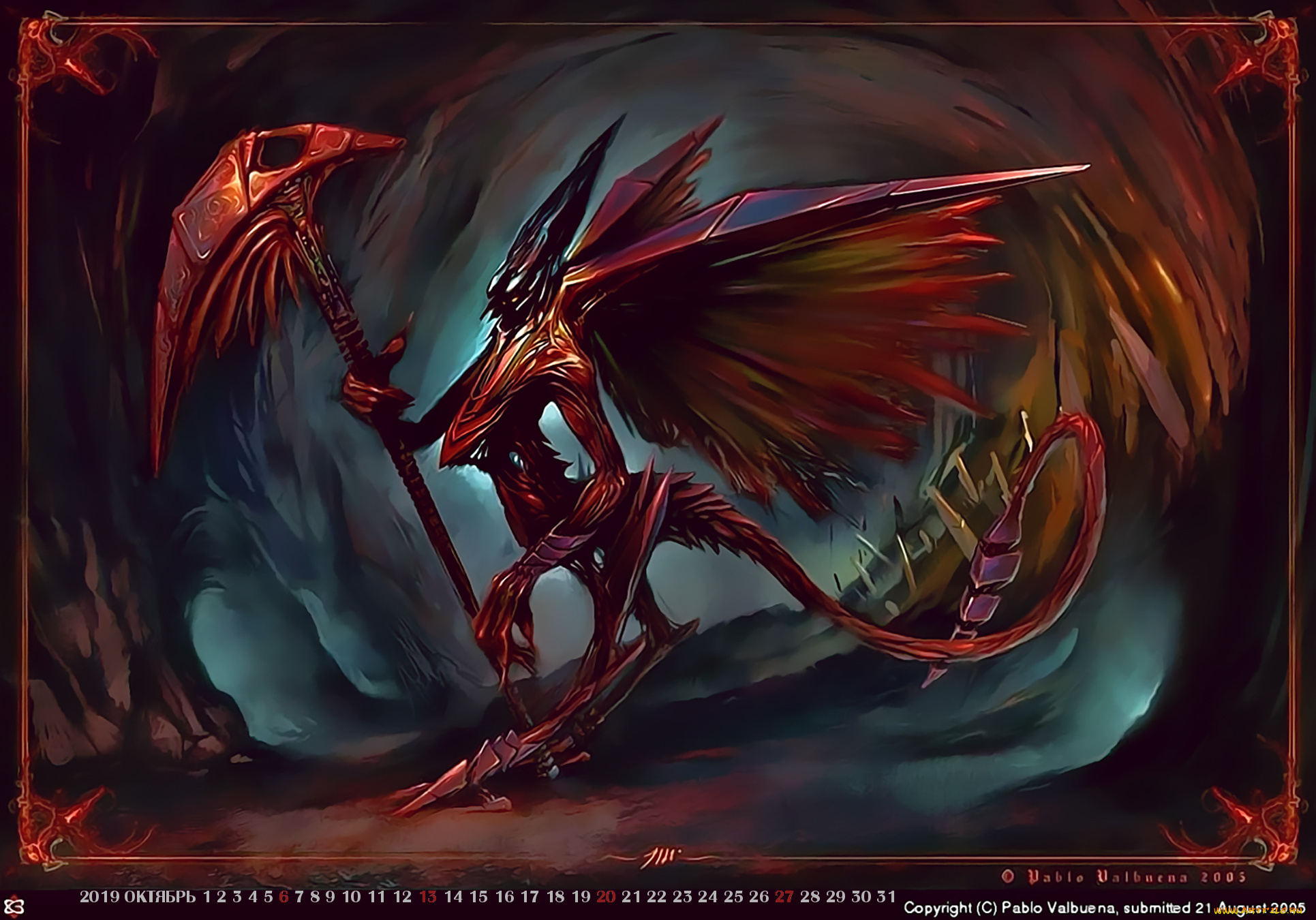 календари, фэнтези, 2019, calendar, крылья, монстр, существо