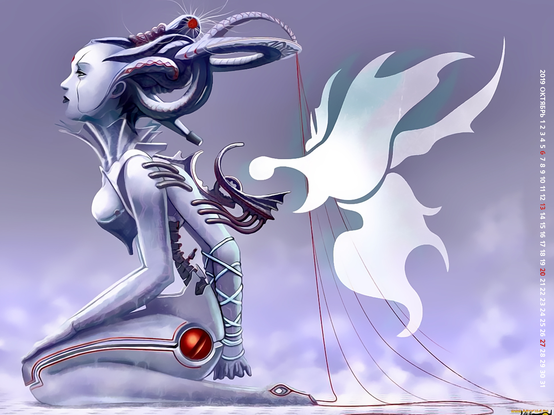 календари, фэнтези, 2019, calendar, профиль, девушка, робот