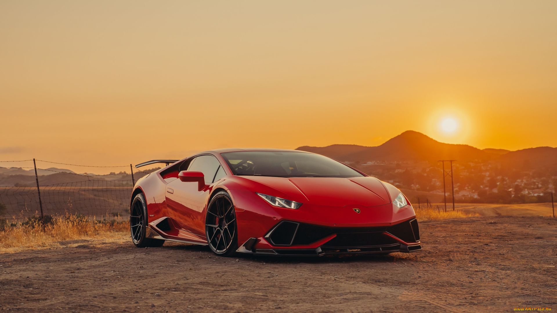 автомобили, lamborghini, sun, sunset, red, vag, huracan