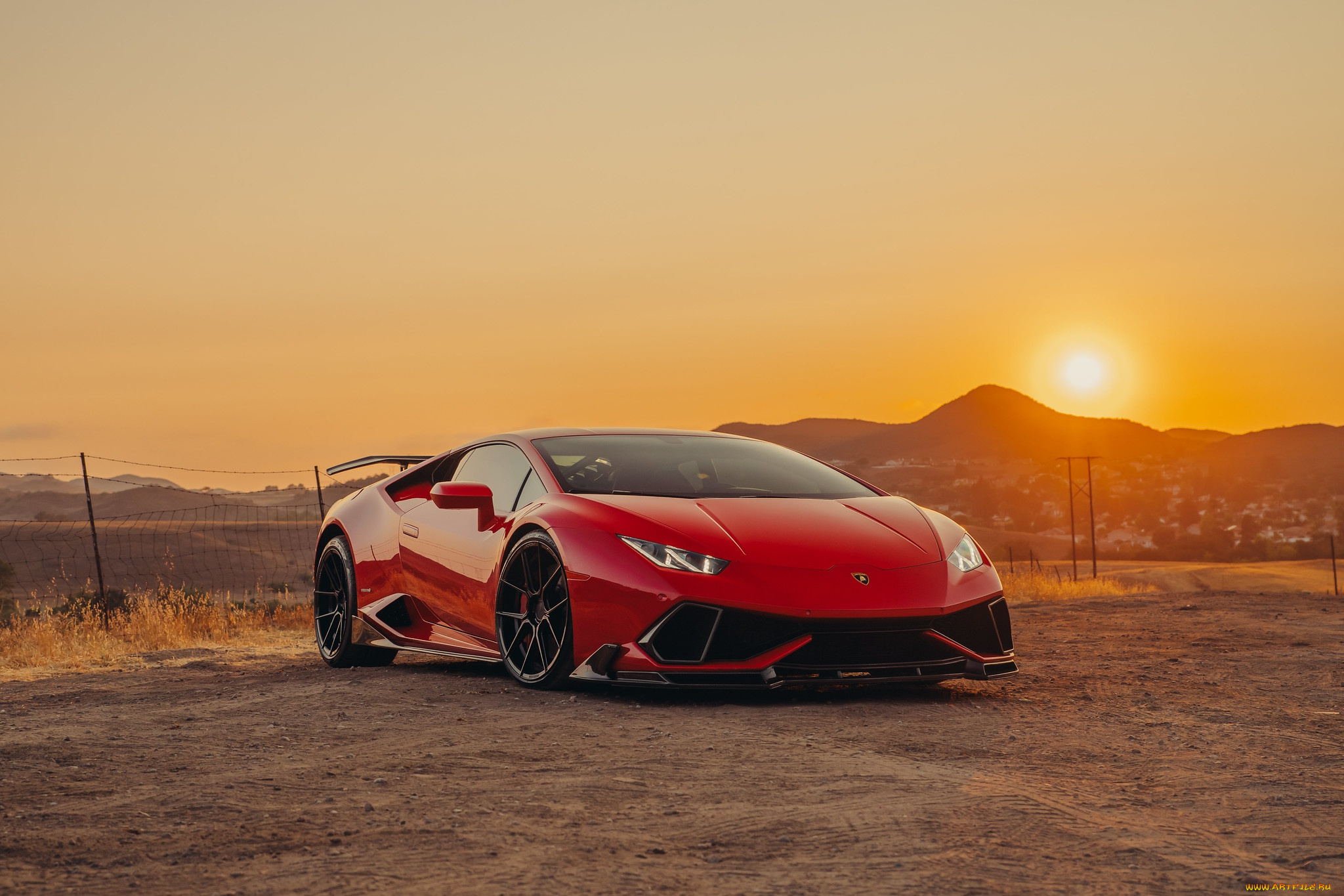 автомобили, lamborghini, sun, sunset, red, vag, huracan