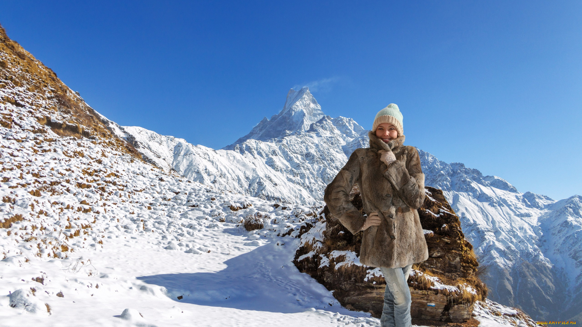 девушки, katya, clover, , катя, скаредина, горы, снег, зима, шубка