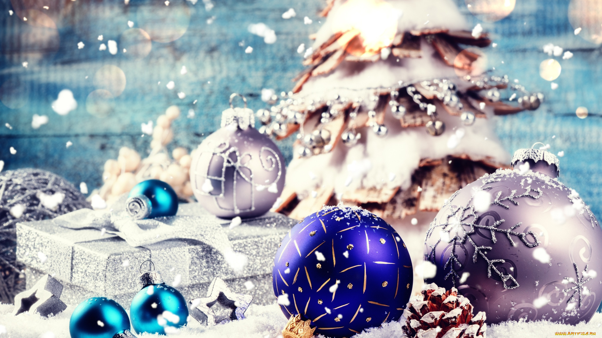 праздничные, украшения, ёлка, шарики, подарок