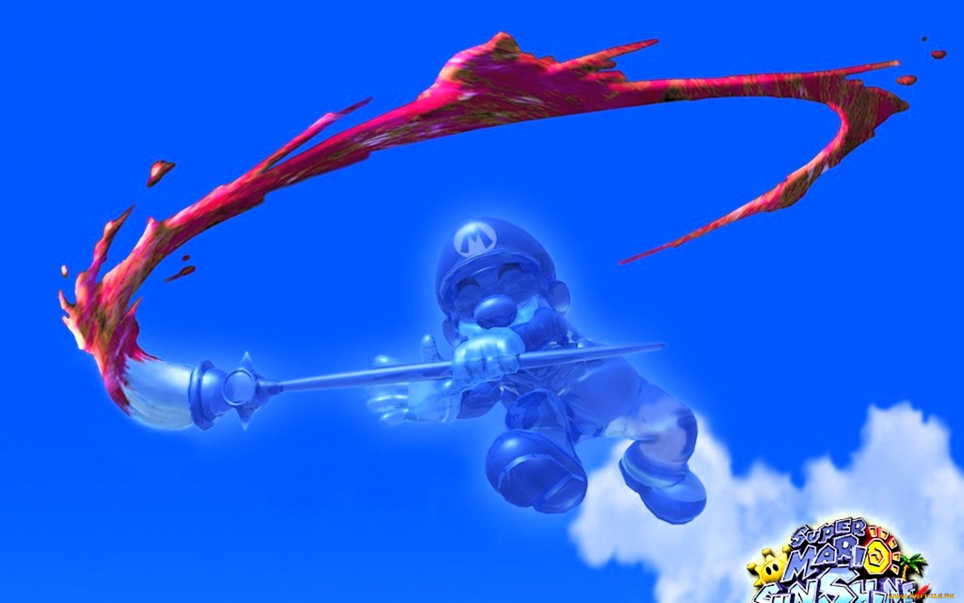 видео, игры, super, mario, bros, марио, кисть, краска, небо, облако