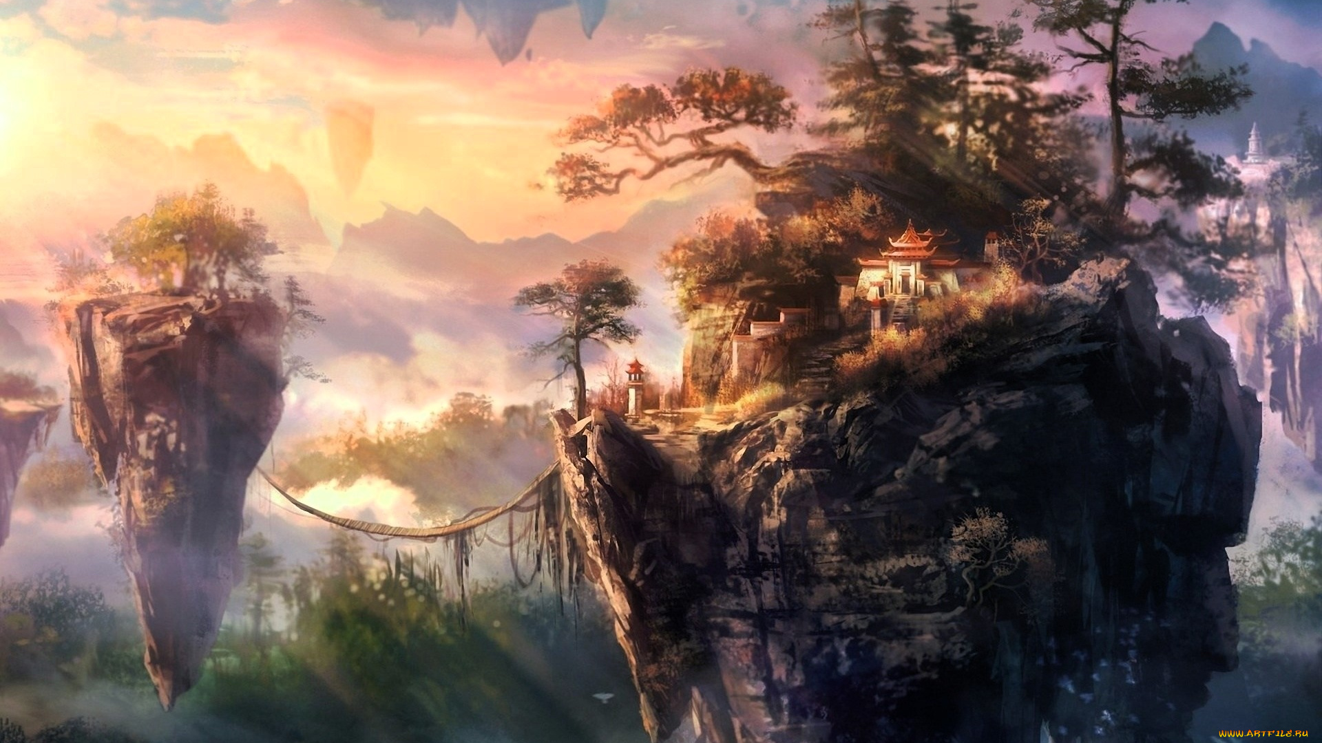 видео, игры, nine, communities, острова, мост, дом, магия