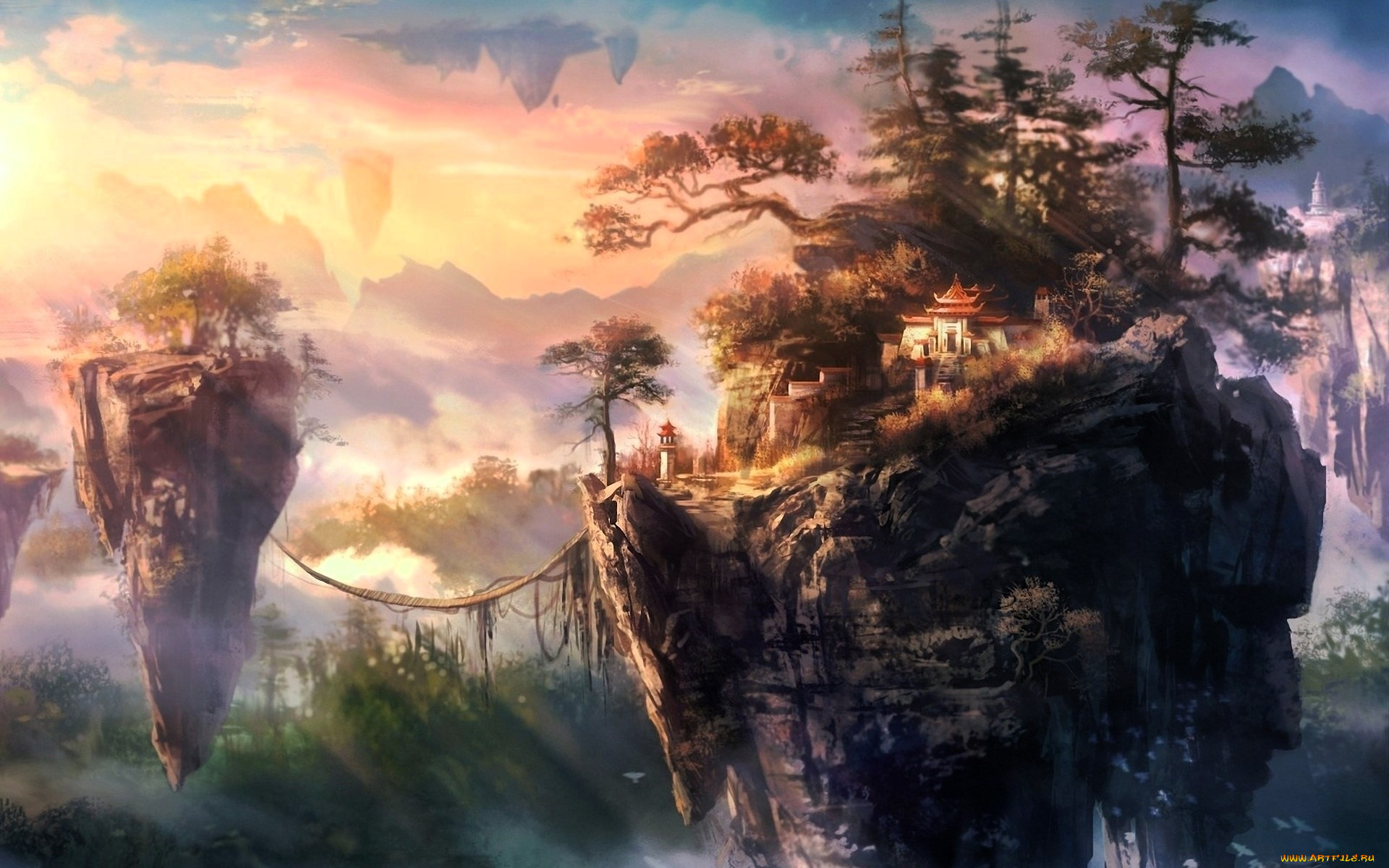 видео, игры, nine, communities, острова, мост, дом, магия