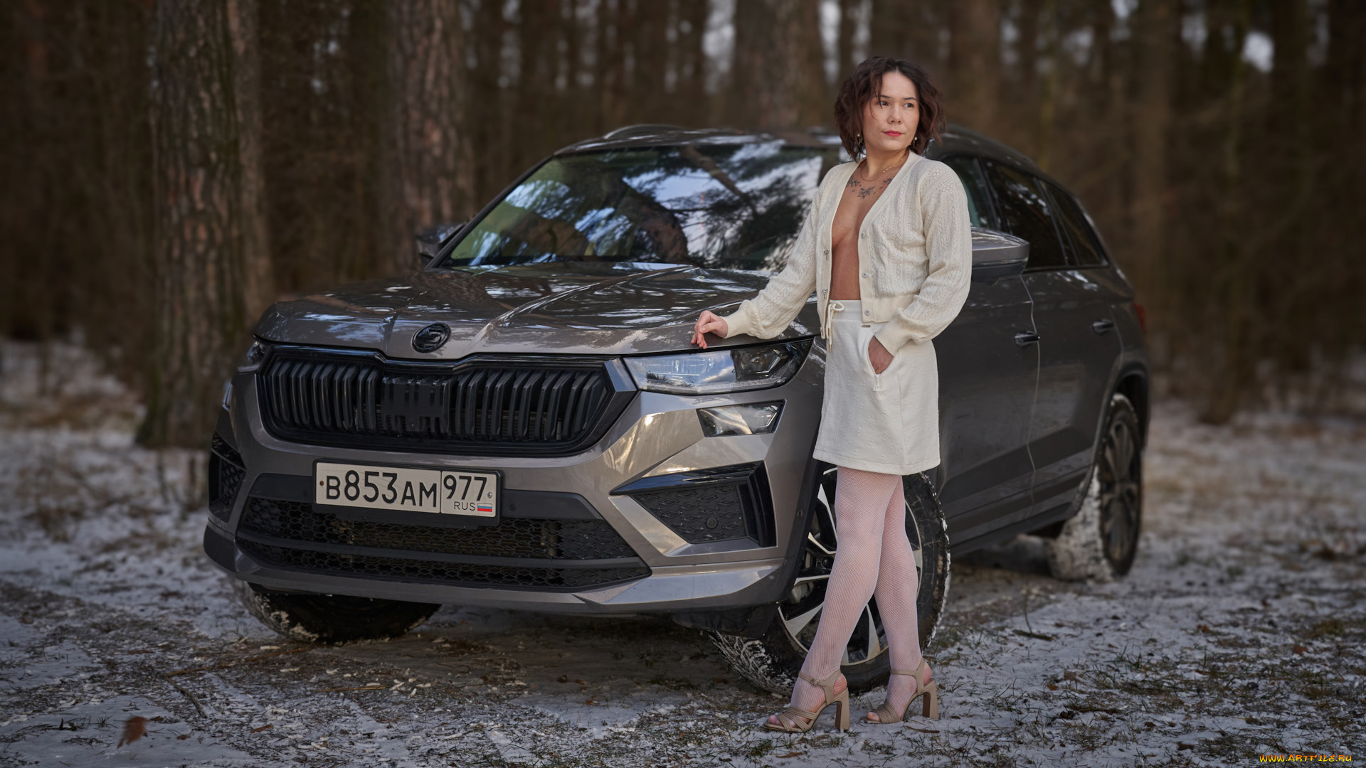 автомобили, -авто, с, девушками, skoda, kodiaq